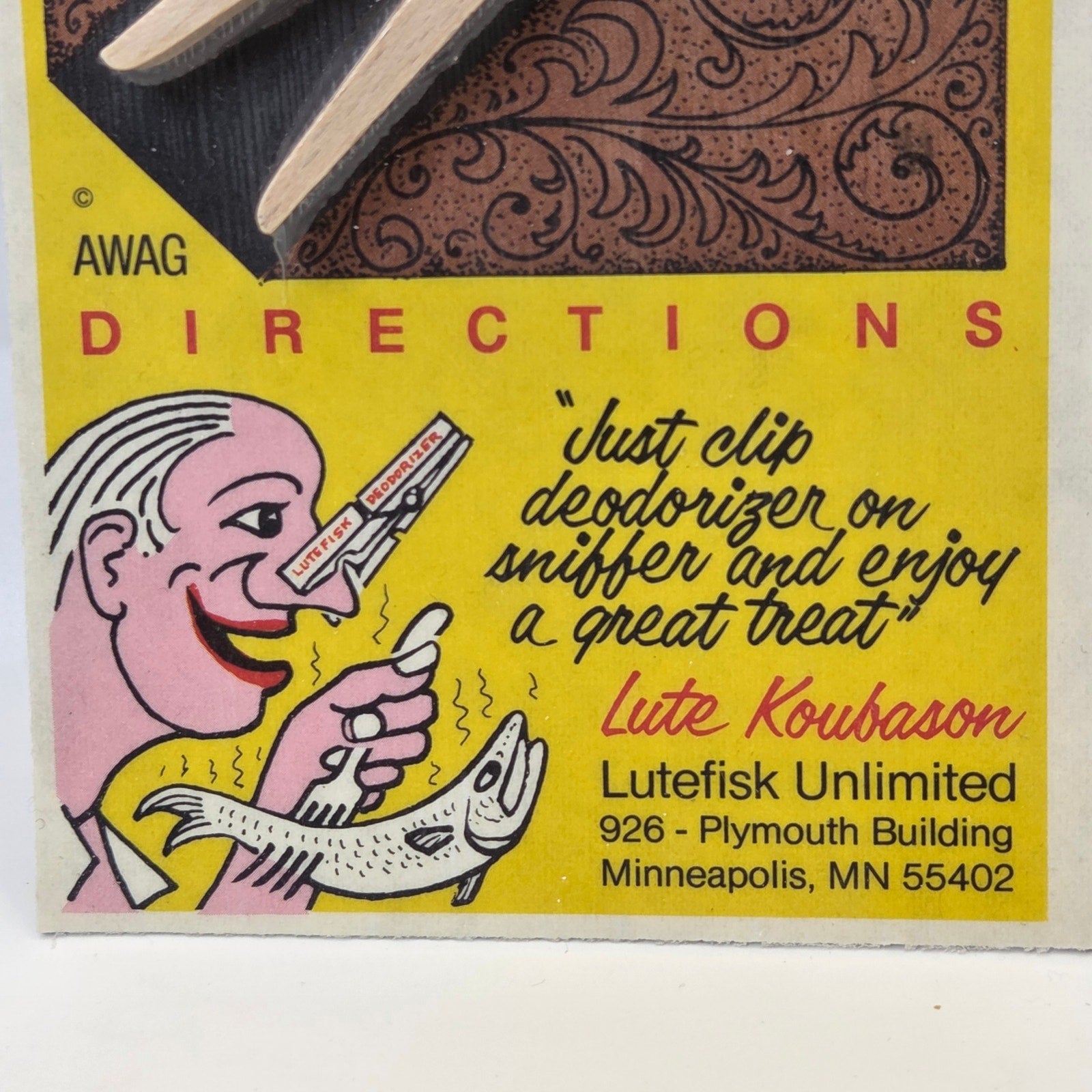 Lutefisk Unlimited Lutefisk Deodorizer Novelty Gag Item Clothespin