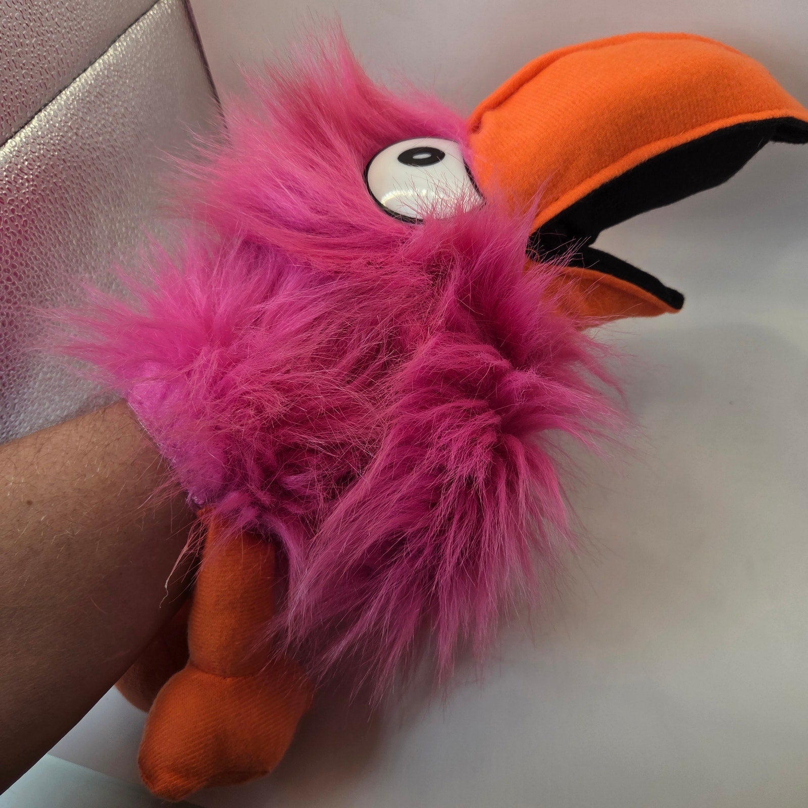 OTC Pink Bird Hand Puppet Plush Squeaker Beak Oriental Trading Toy Puppet