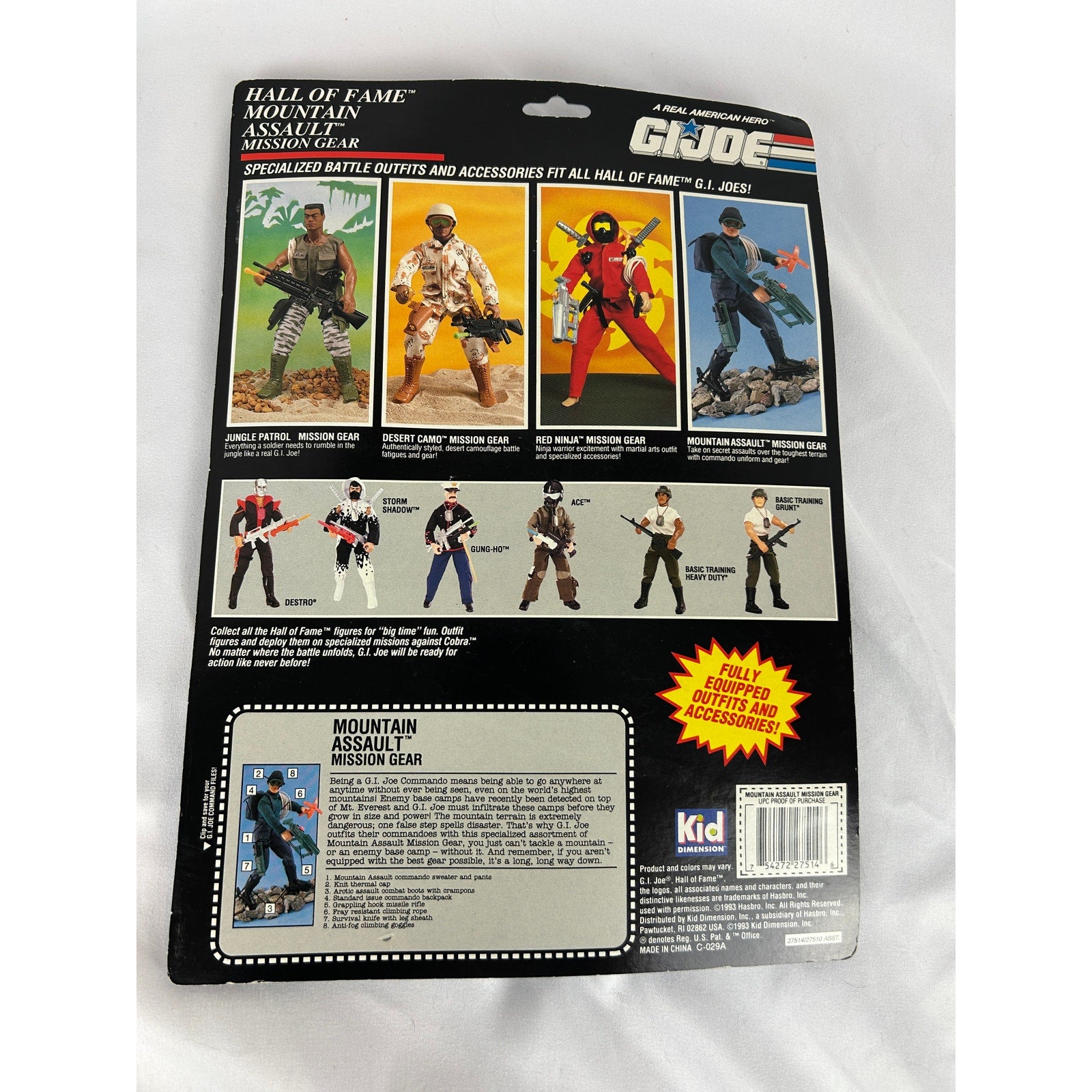 GI Joe Hall of Fame Mountain Assault Mission Gear Set Sealed MOC 1993