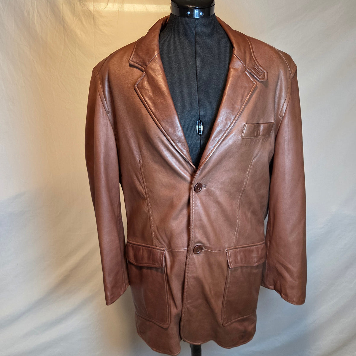 Wilsons Leather Men's L Brown Genuine Leather Blazer Sport Coat Jacket Lined