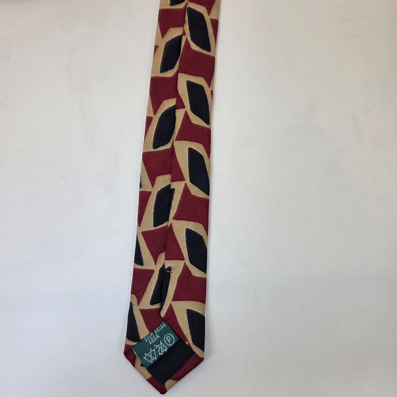 Bolgheri Italy Silk Abstract Geometric Wide Vintage Mens Necktie 4in