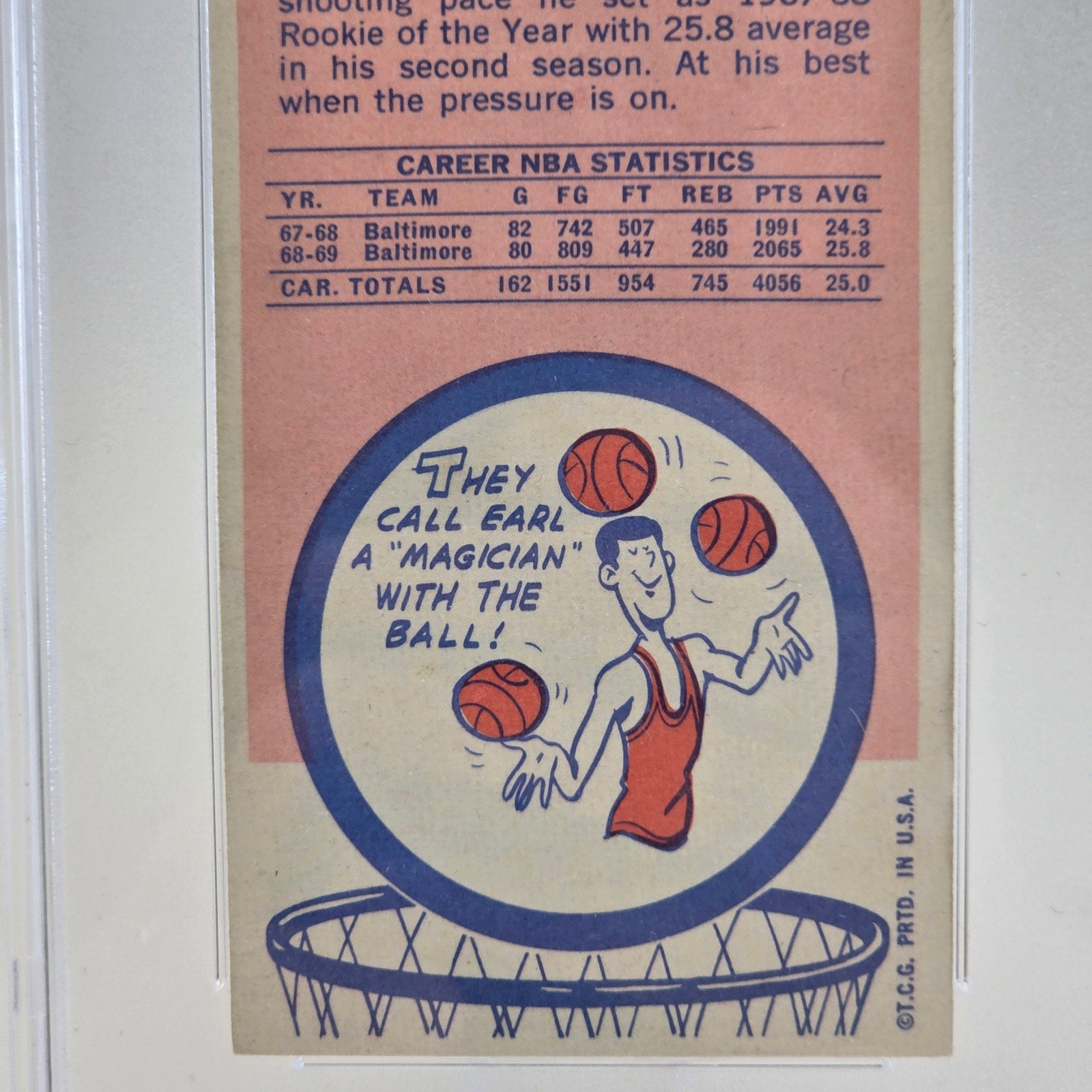 1969 Topps Earl Monroe RC #80 PSA 4 VG-EX Baltimore Bullets HOF Rookie