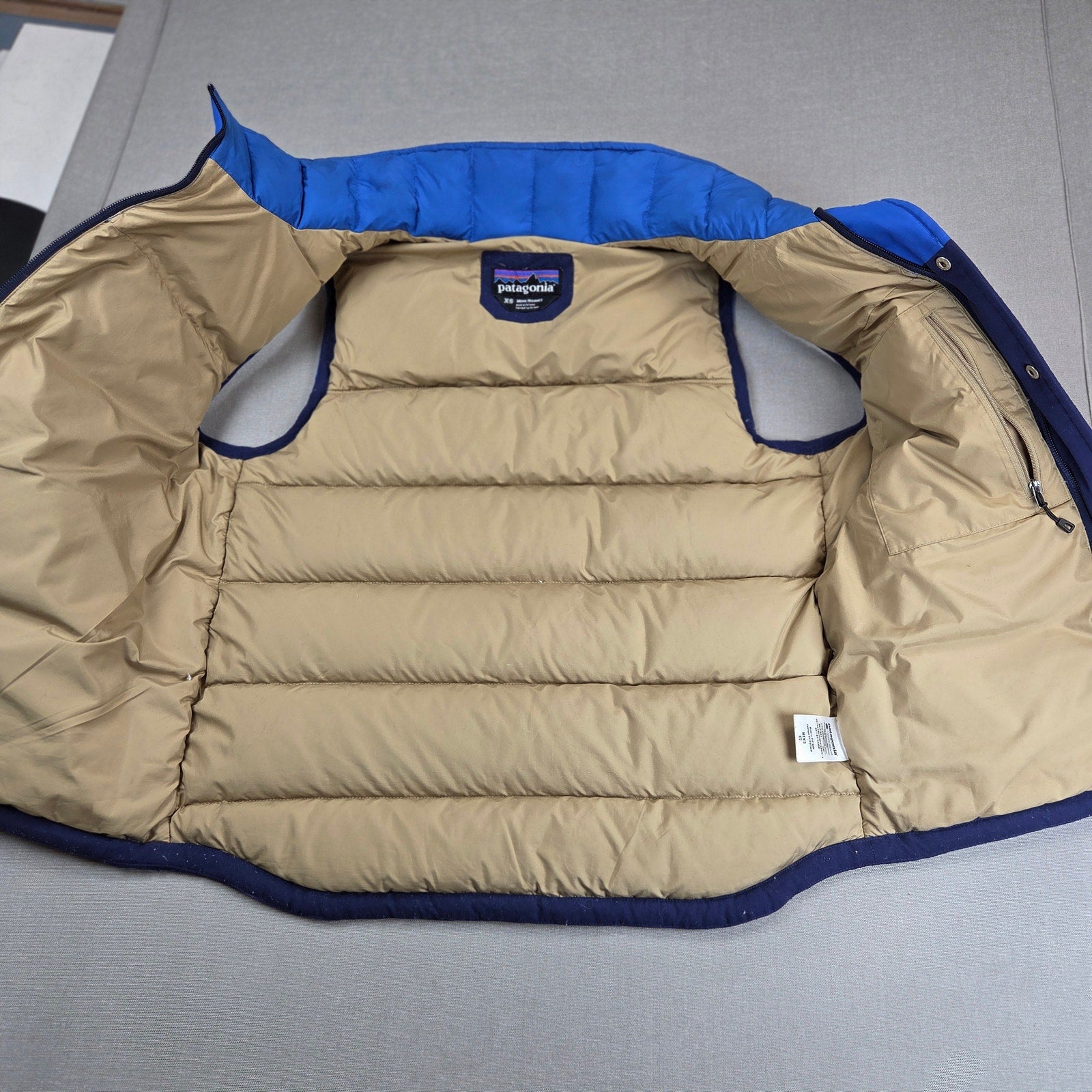 Patagonia Bivy Down Vest Men's XS FA13 27585 Goose Down Blue Snap Zip