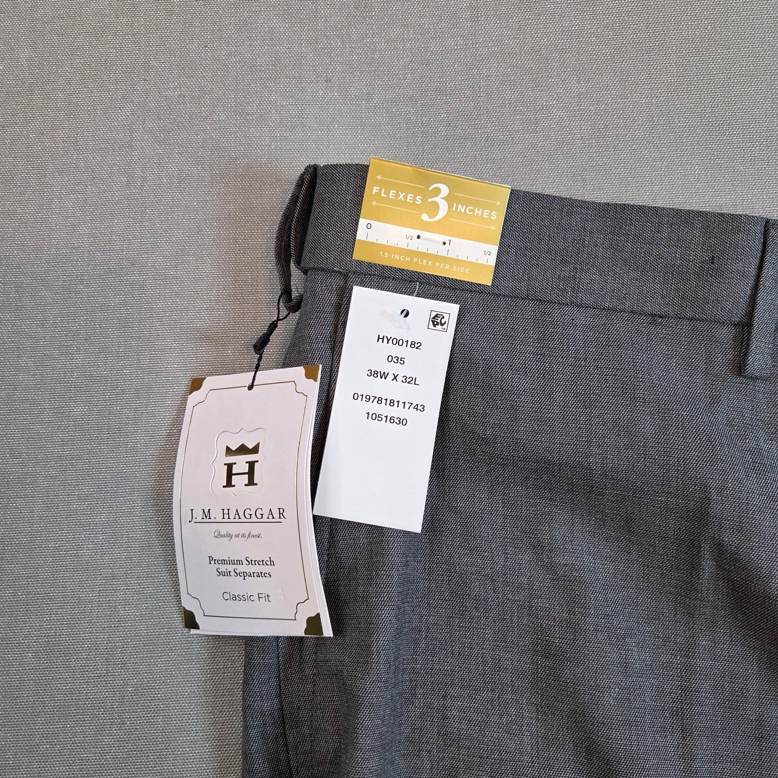 Haggar Premium Stretch Dress Pants 38x32 Classic Fit Gray NWT Suit Separate