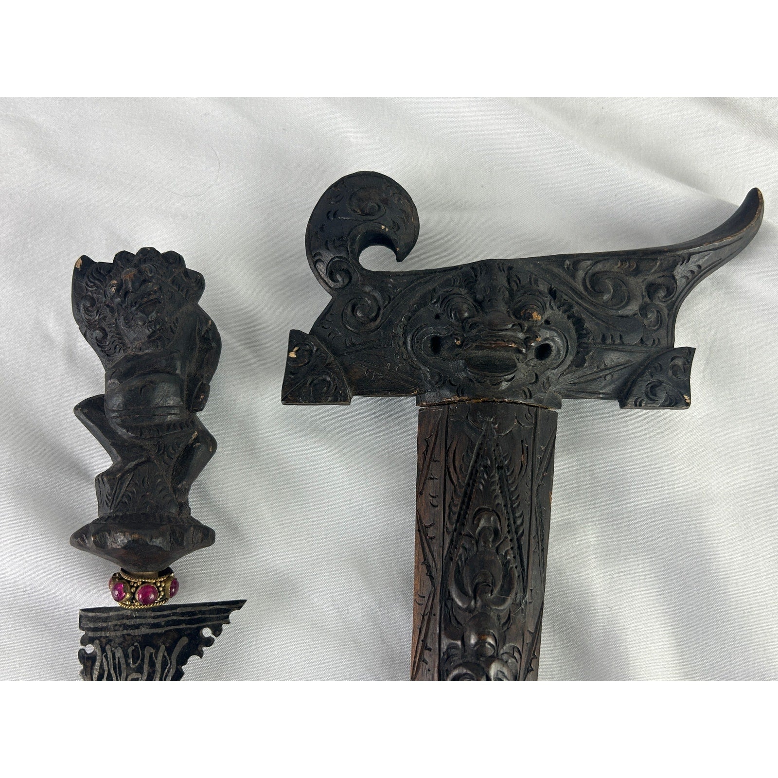 Lot 3 Indonesian Style Kris Keris Daggers Wood Sheaths Display Set