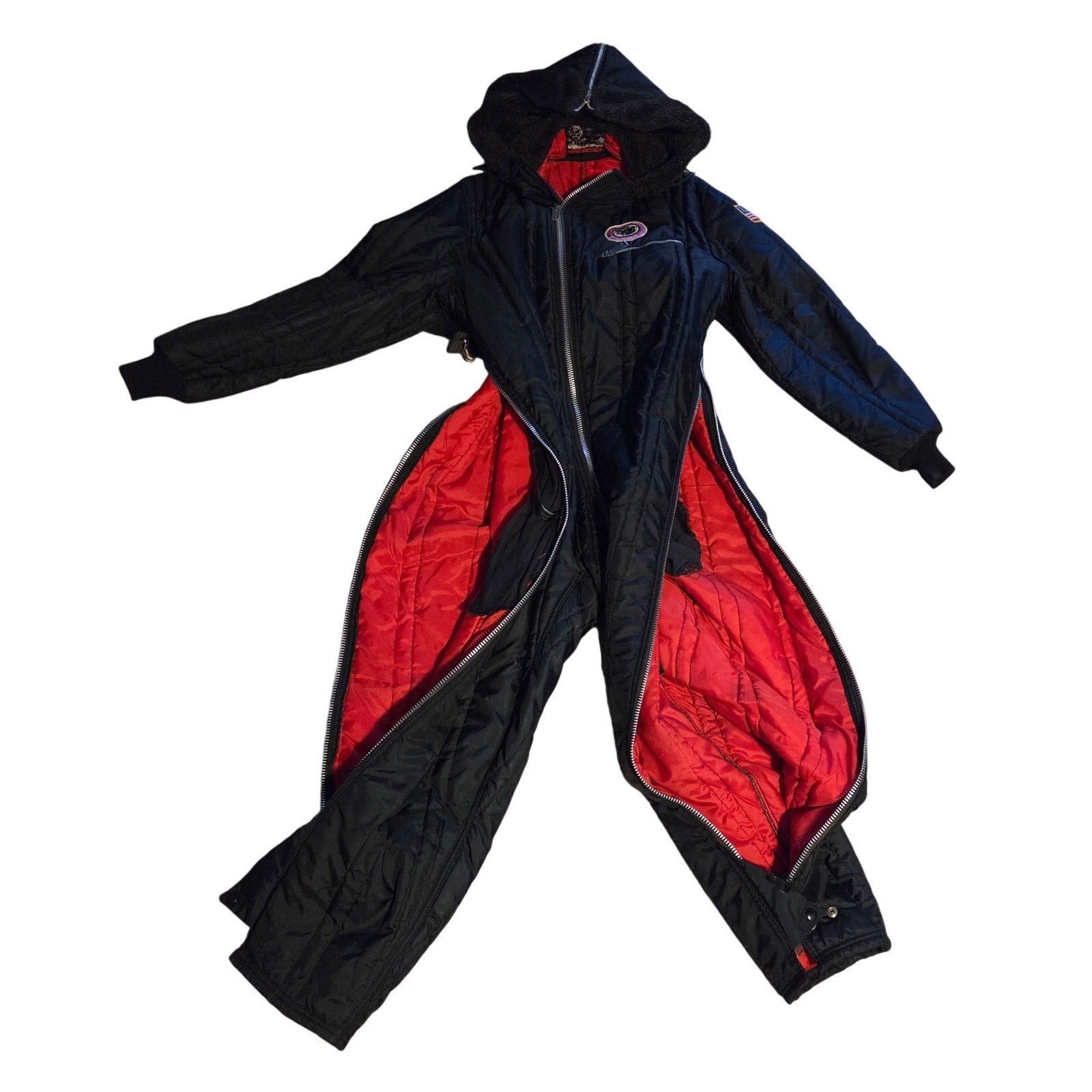 Arctic Wear Arctic Cat Snowmobile Suit USA Made Hooded Insulated Sz L Vintage