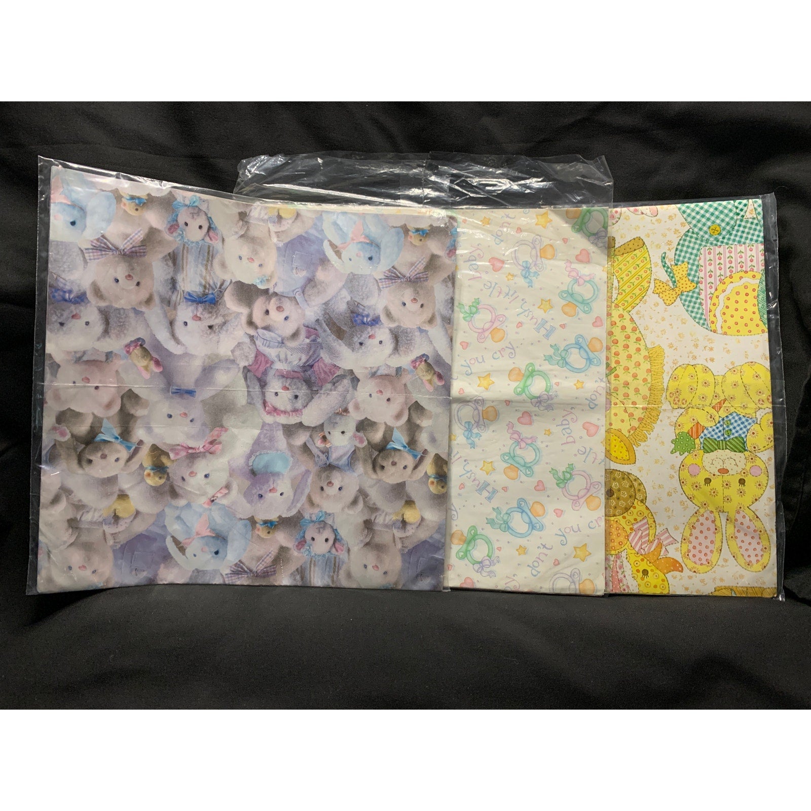 Vintage Baby Shower Gift Wrap Lot 3 Full Sheets Hallmark American Greetings
