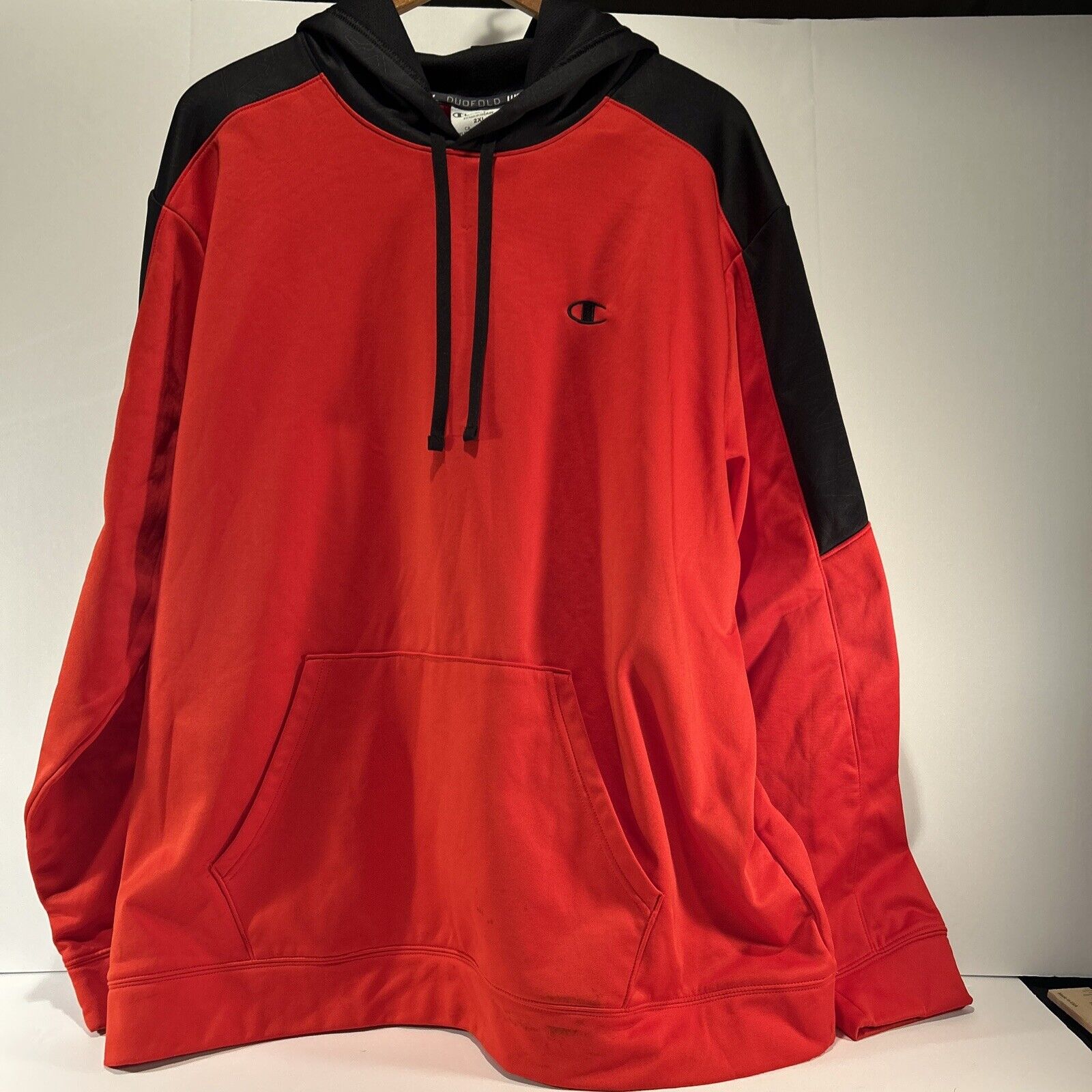Champion Men's 2XL Pullover Hoodie Powertrain DuoFold Warm Ctrl Red Black