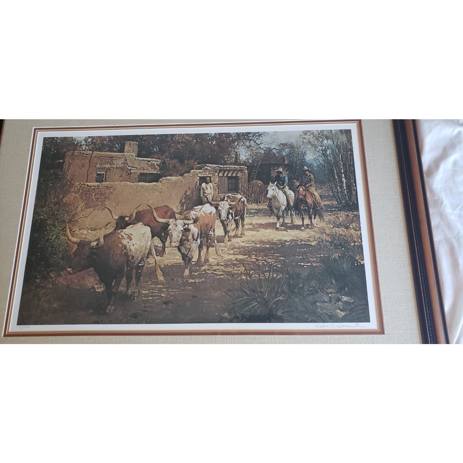 Melvin Warren Remnants of the Herd LE Print 170/500 Framed 30x42 Signed Art