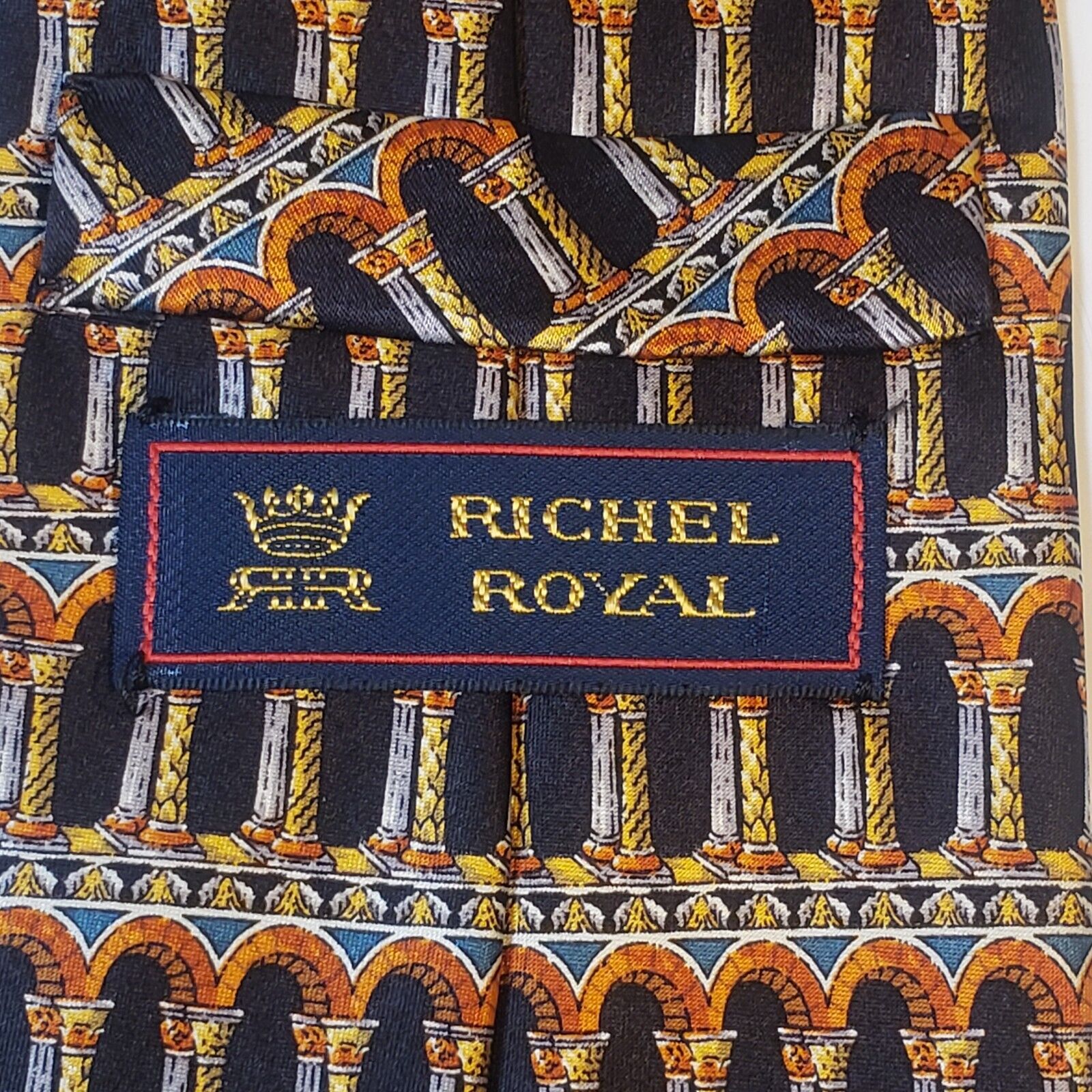 Richel Royal Pillar Pattern Silk Tie Made in Spain
