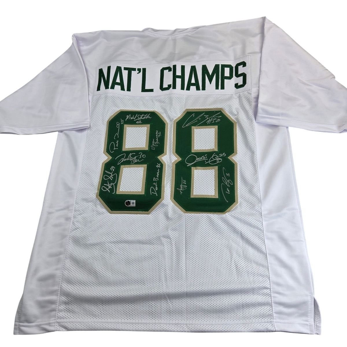 Notre Dame 1988 National Champions Team Signed Jersey 10 Autos BAS Witness