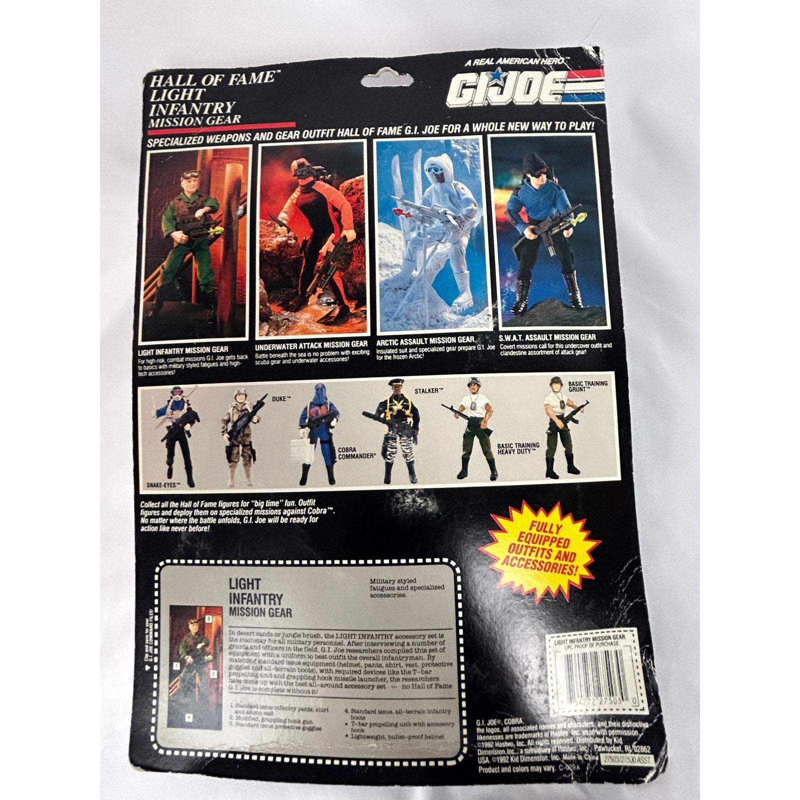 GI Joe Hall of Fame Light Infantry Mission Gear Set Sealed MOC 1992 Hasbro