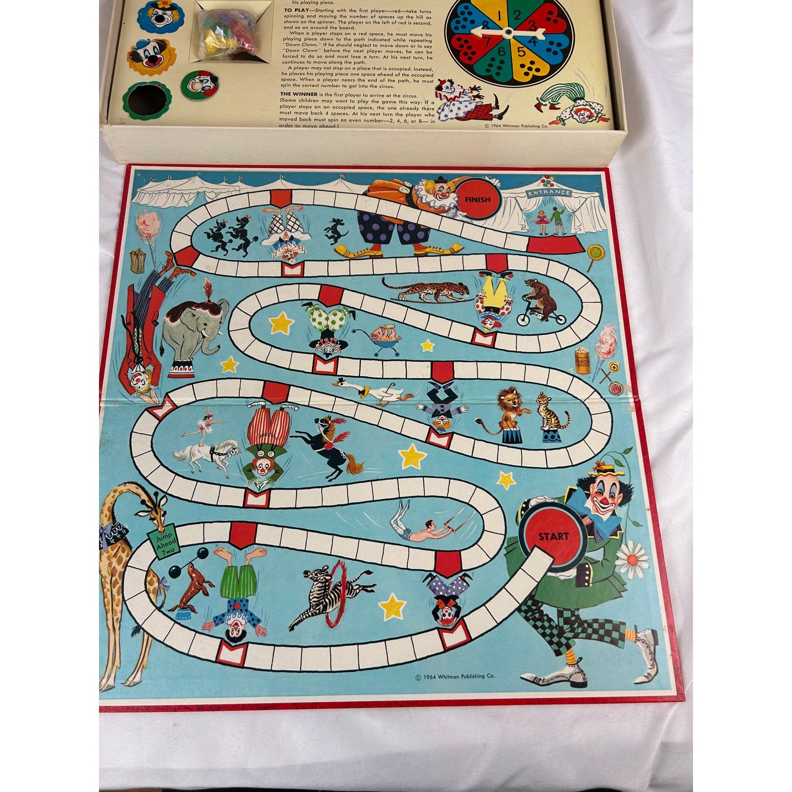 Vintage 1964 Whitman Up and Down Clown Board Game Complete w Box