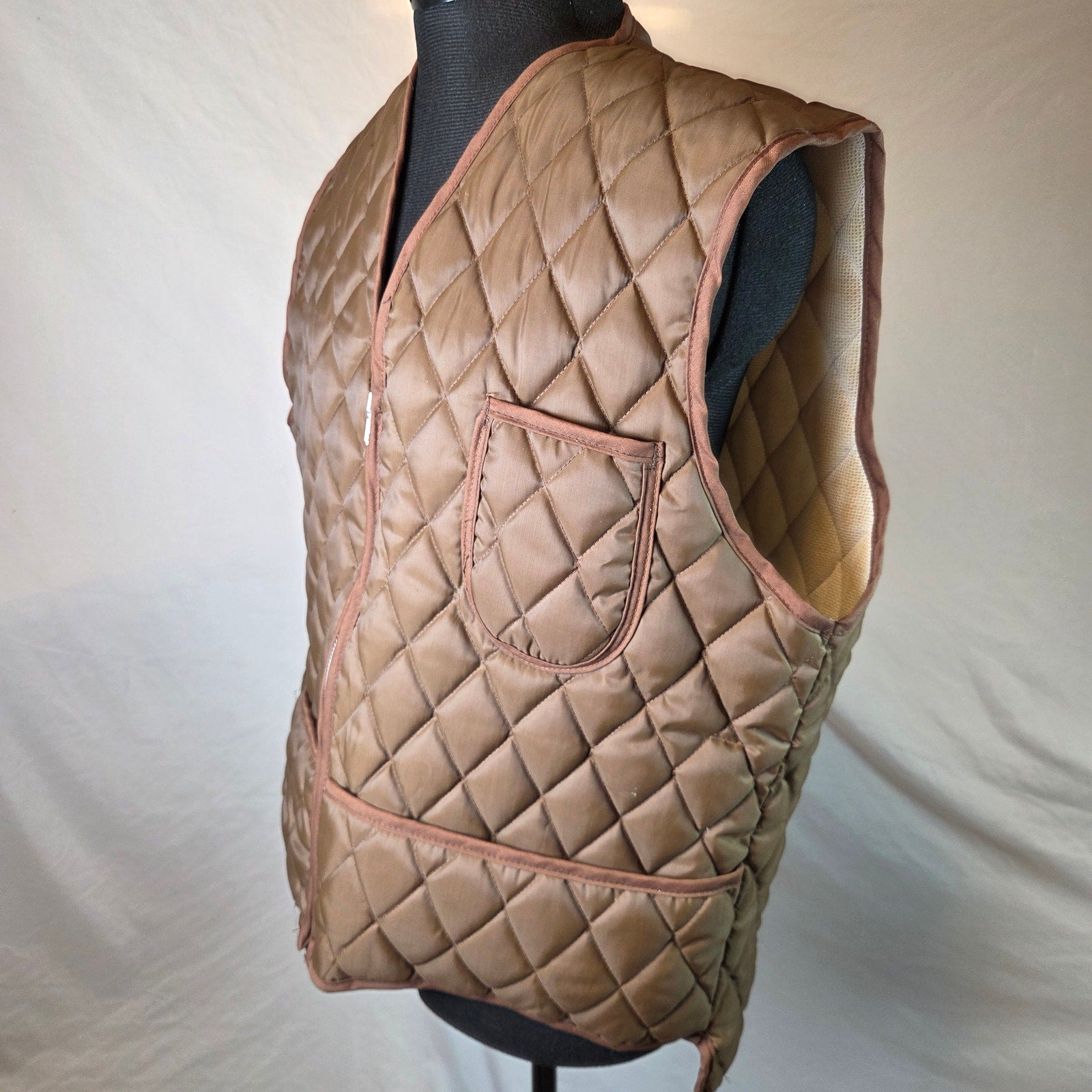 Vintage Haband Style 347 Quilted Hunting Utility Vest Mens L Nylon USA Zip