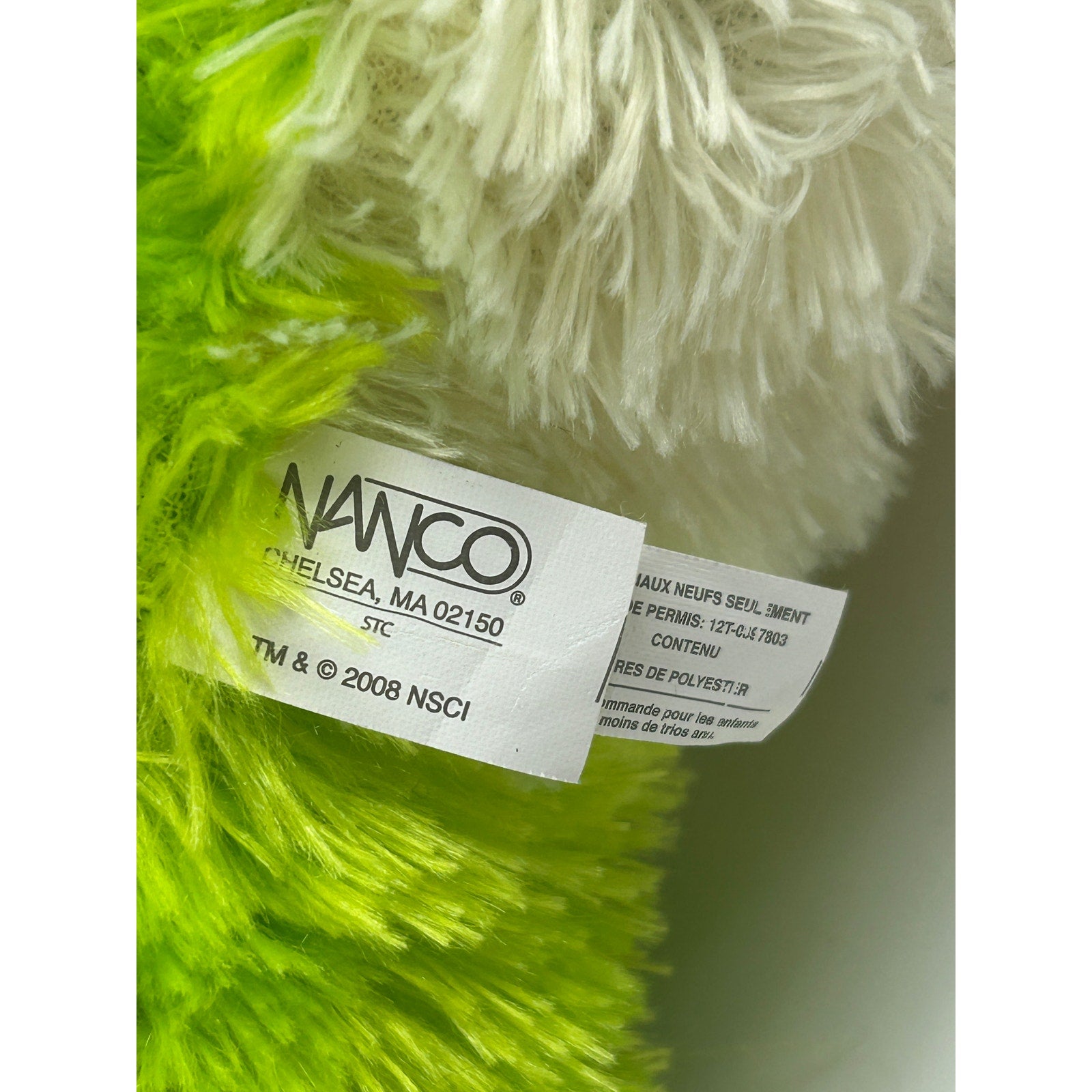 Nanco Green Plush Frog Stuffed Animal Soft Toy Ribbon Bow 2008 Cute Collectible