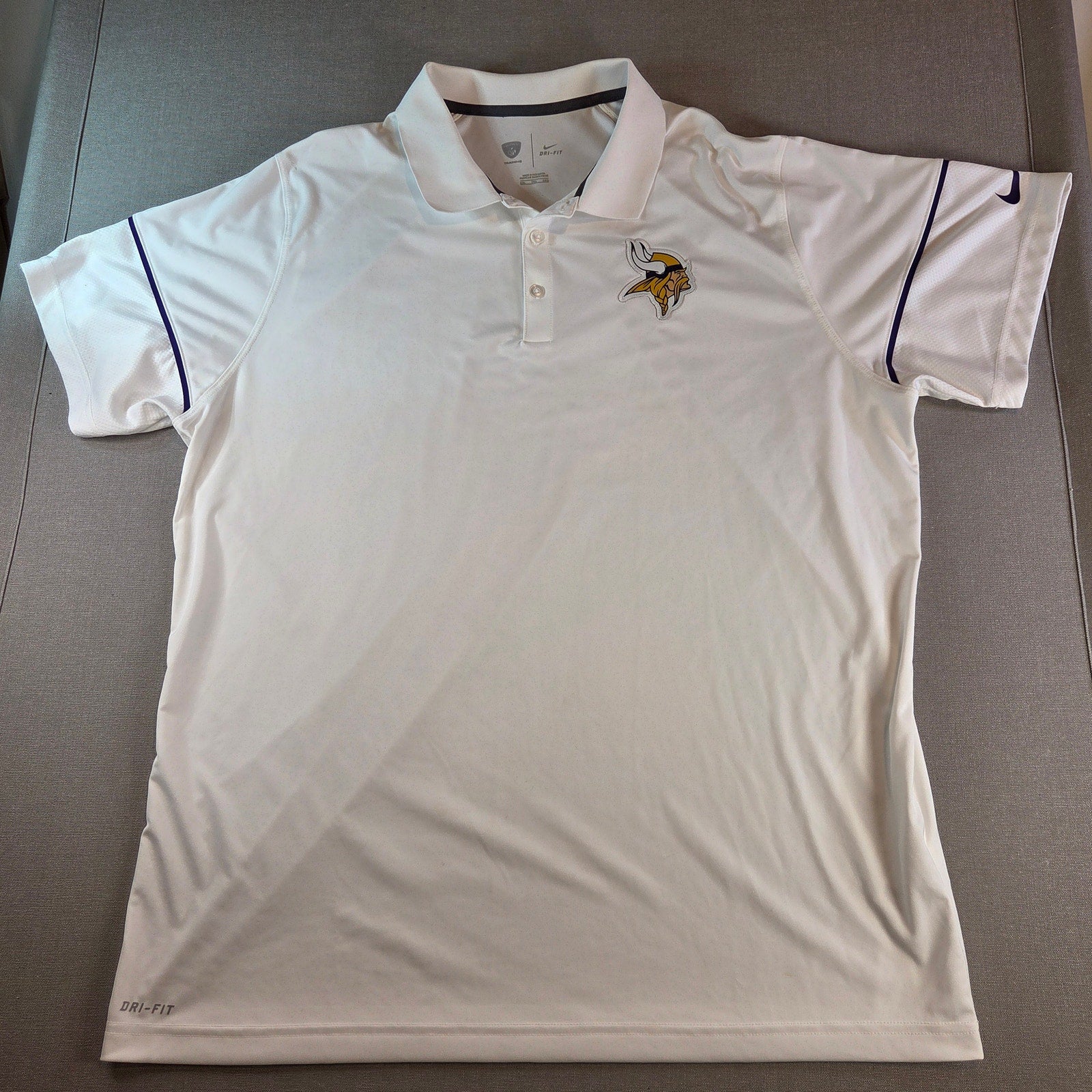 Nike Dri-FIT Minnesota Vikings NFL Equipment Training Polo Shirt White XXL