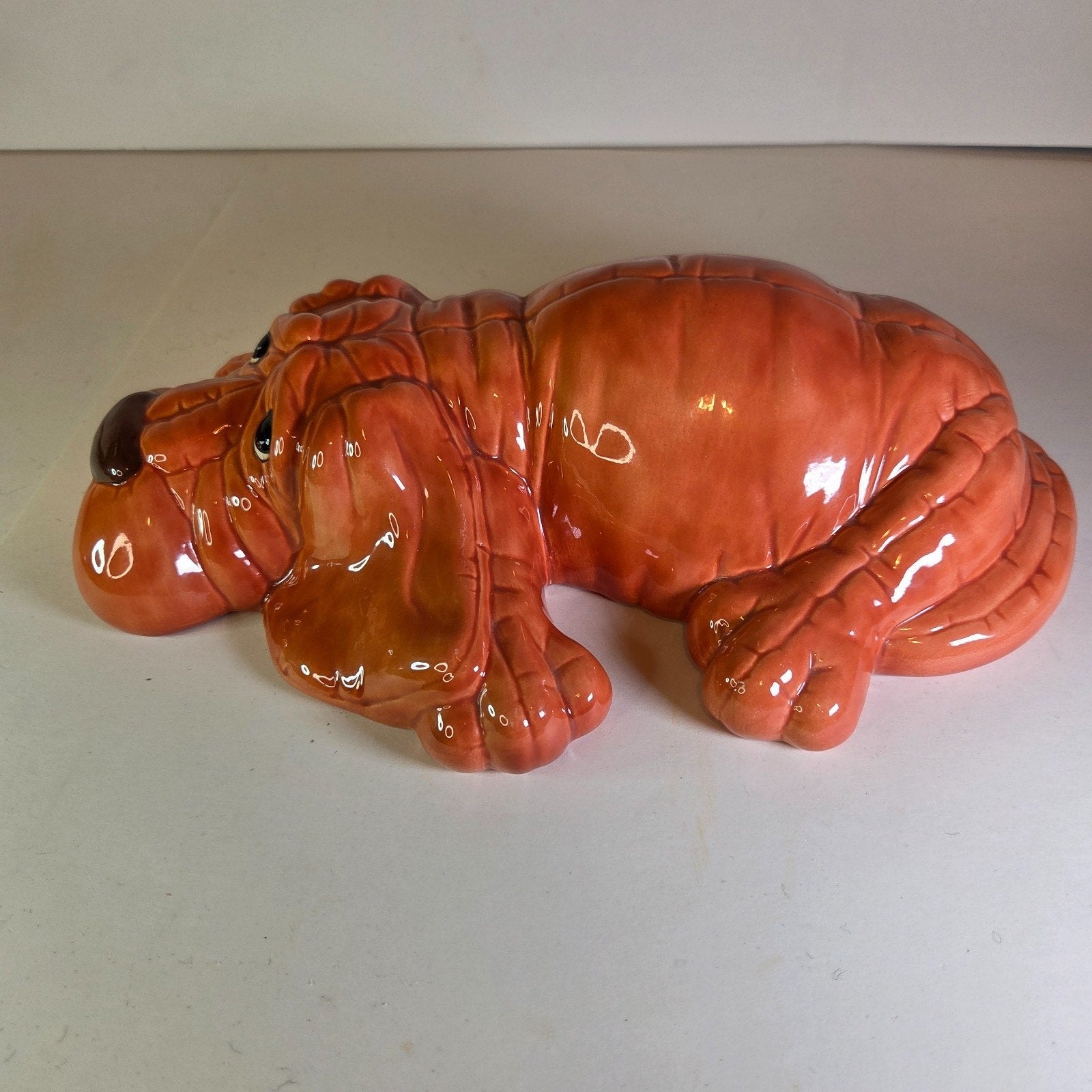 Vintage 1986 Kimple Mold Ceramic Basset Hound Wall Plaque Dog Art 12" USA