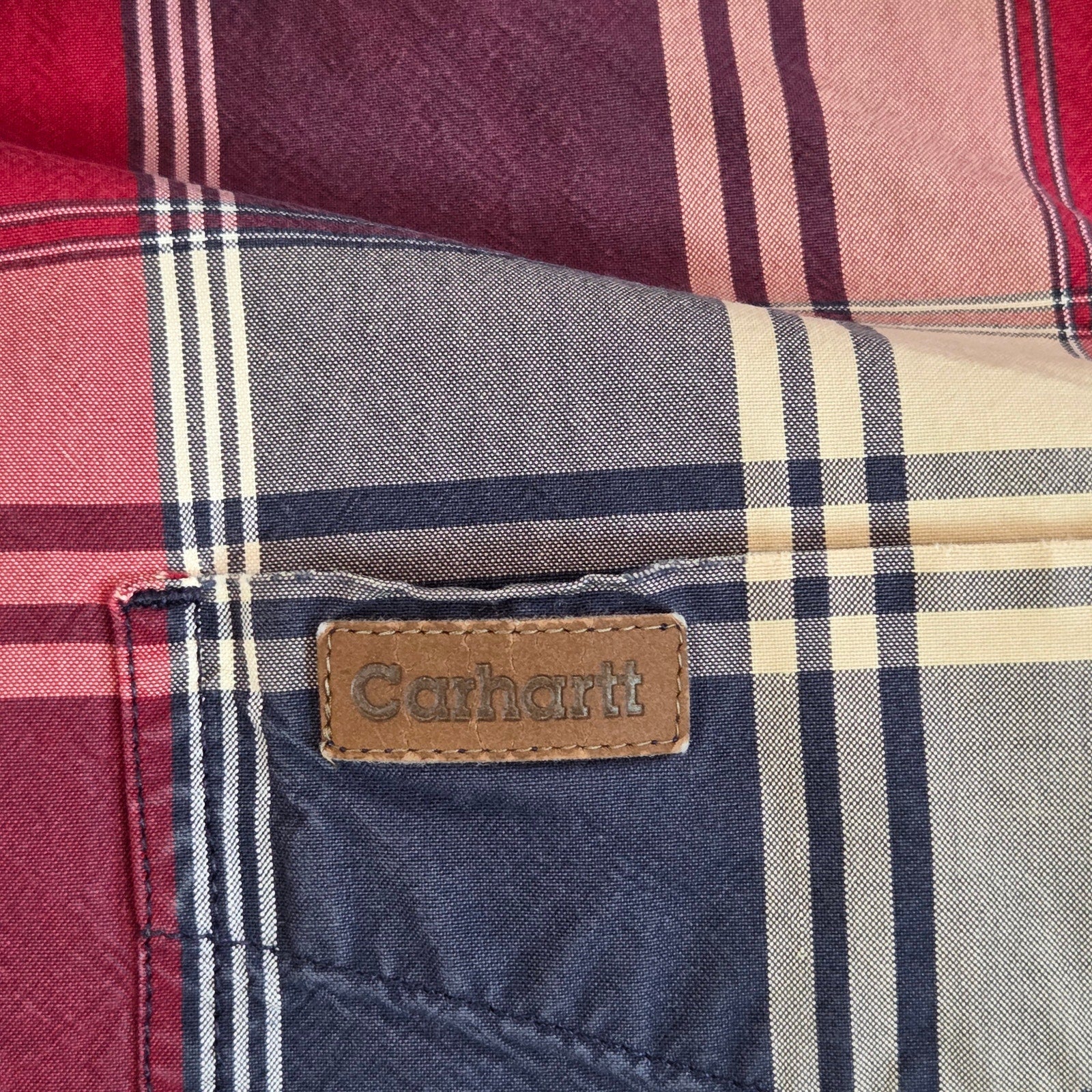 Carhartt Plaid Button Shirt 3XL Cotton Long Sleeve Workwear Tear Flaw