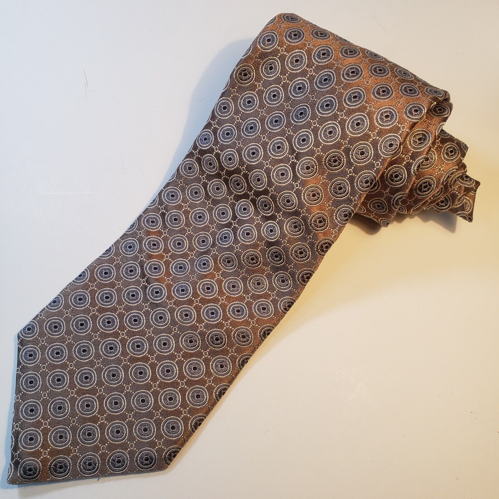 Ike Behar Silver Geometric Silk Tie