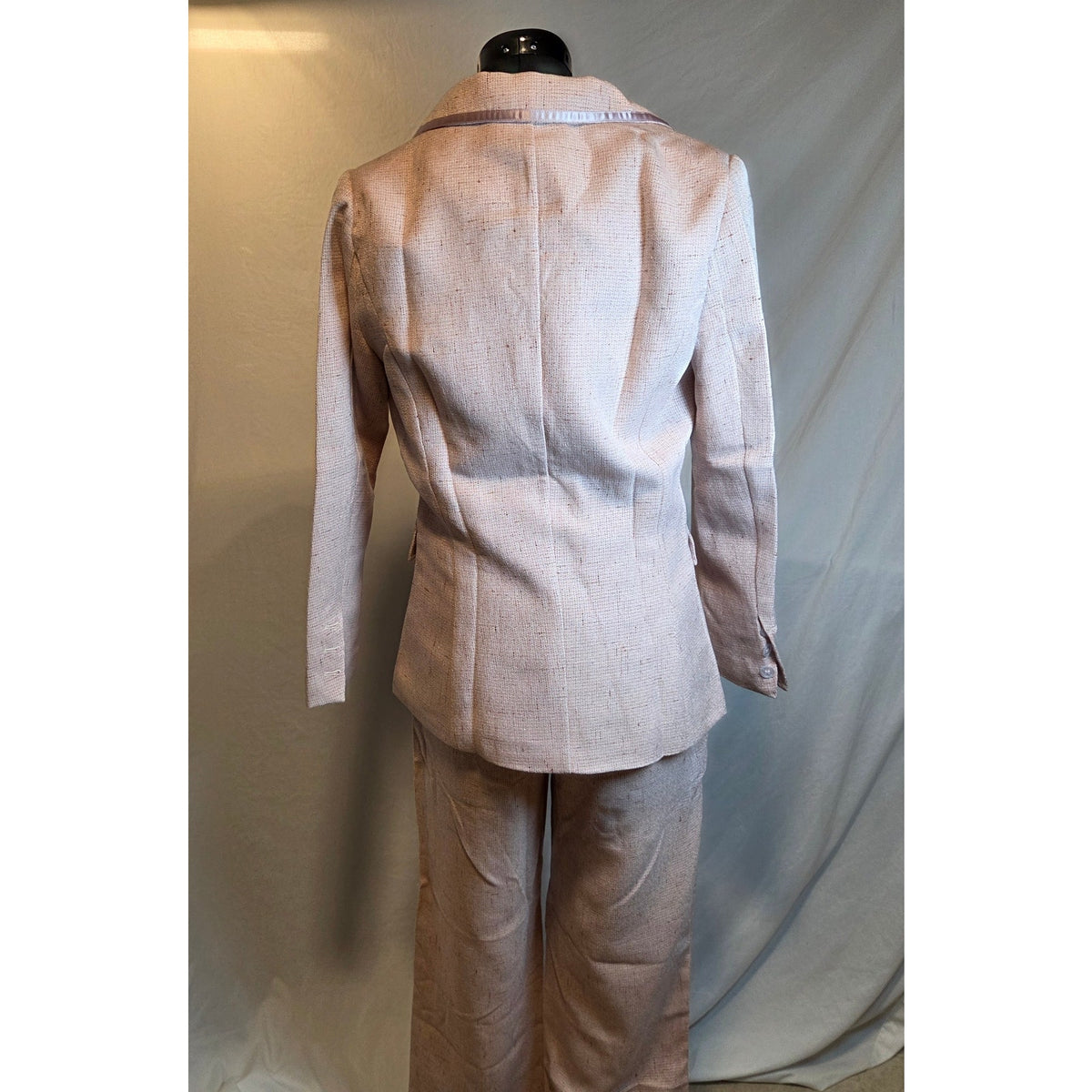 Unbranded Womens Small Pink Tweed Look Pantsuit Blazer Wide Leg Pants Set