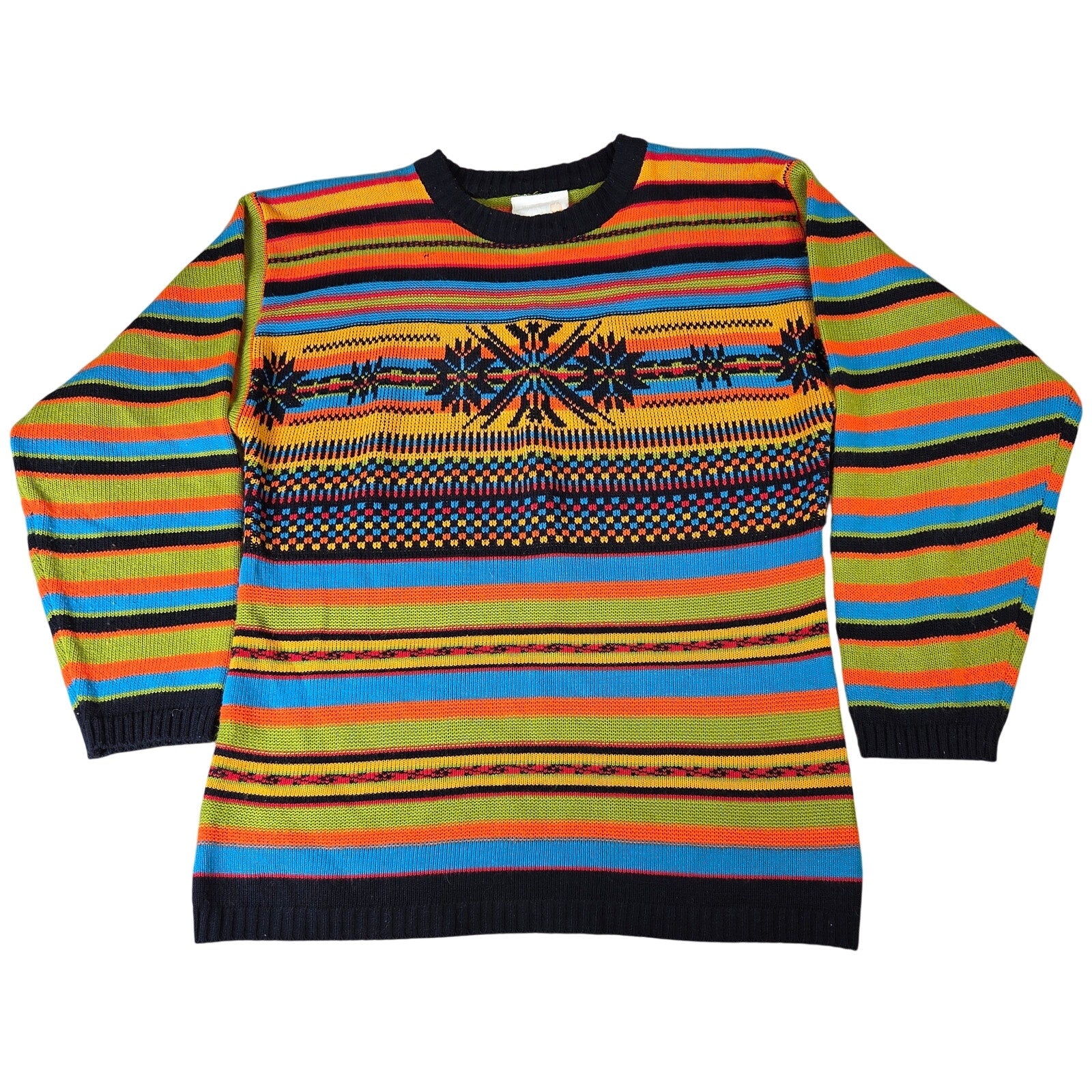 Clix! Vintage Southwestern Striped Knit Sweater Womens Large USA Pullover