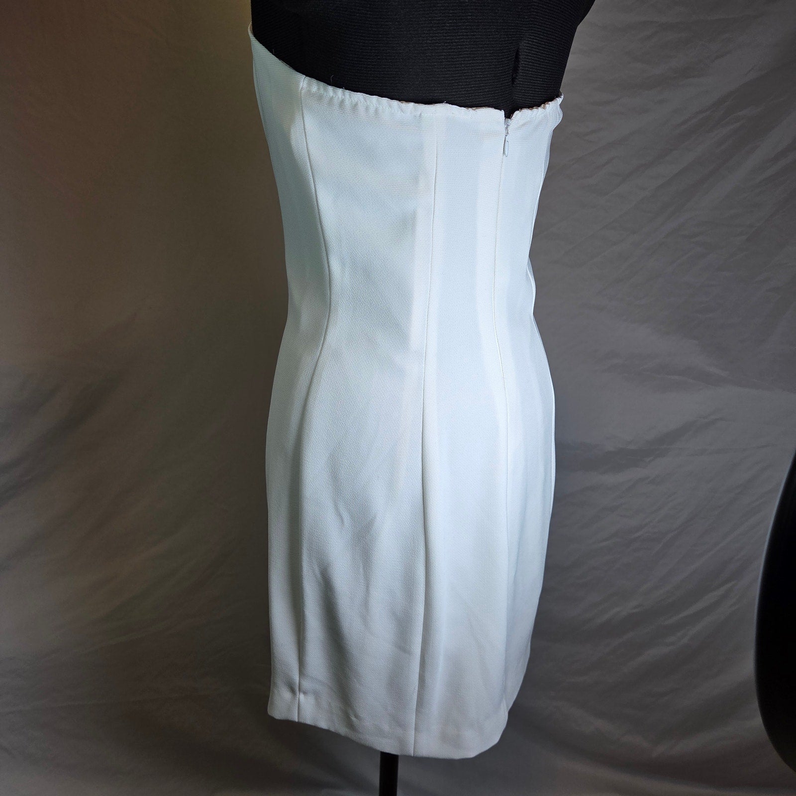 Hugo Buscati White Strapless Mini Dress USA Womens Size 10 Y2K Vintage