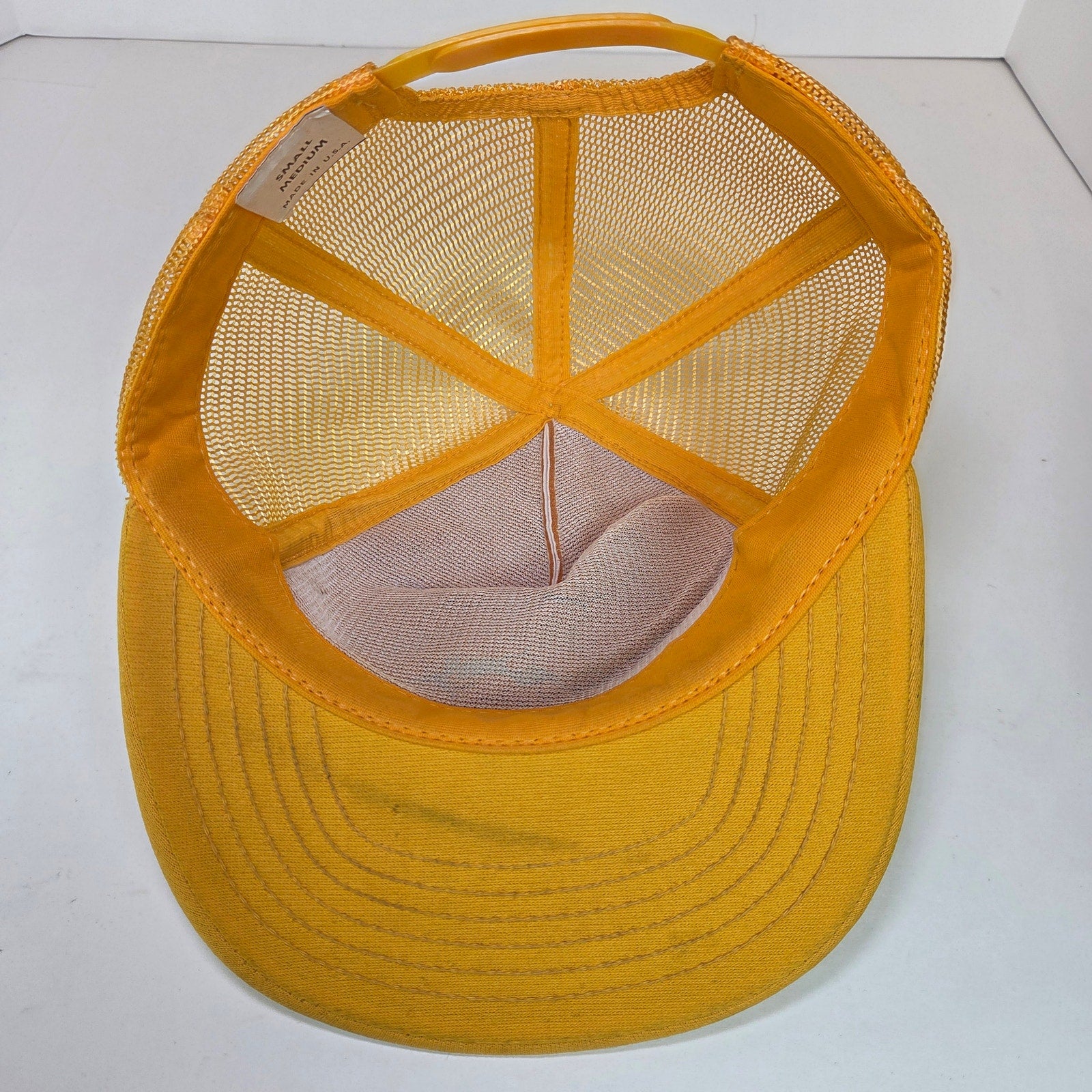 Vintage Stren Fishing Trucker Hat Mesh Snapback Yellow White Foam Front USA