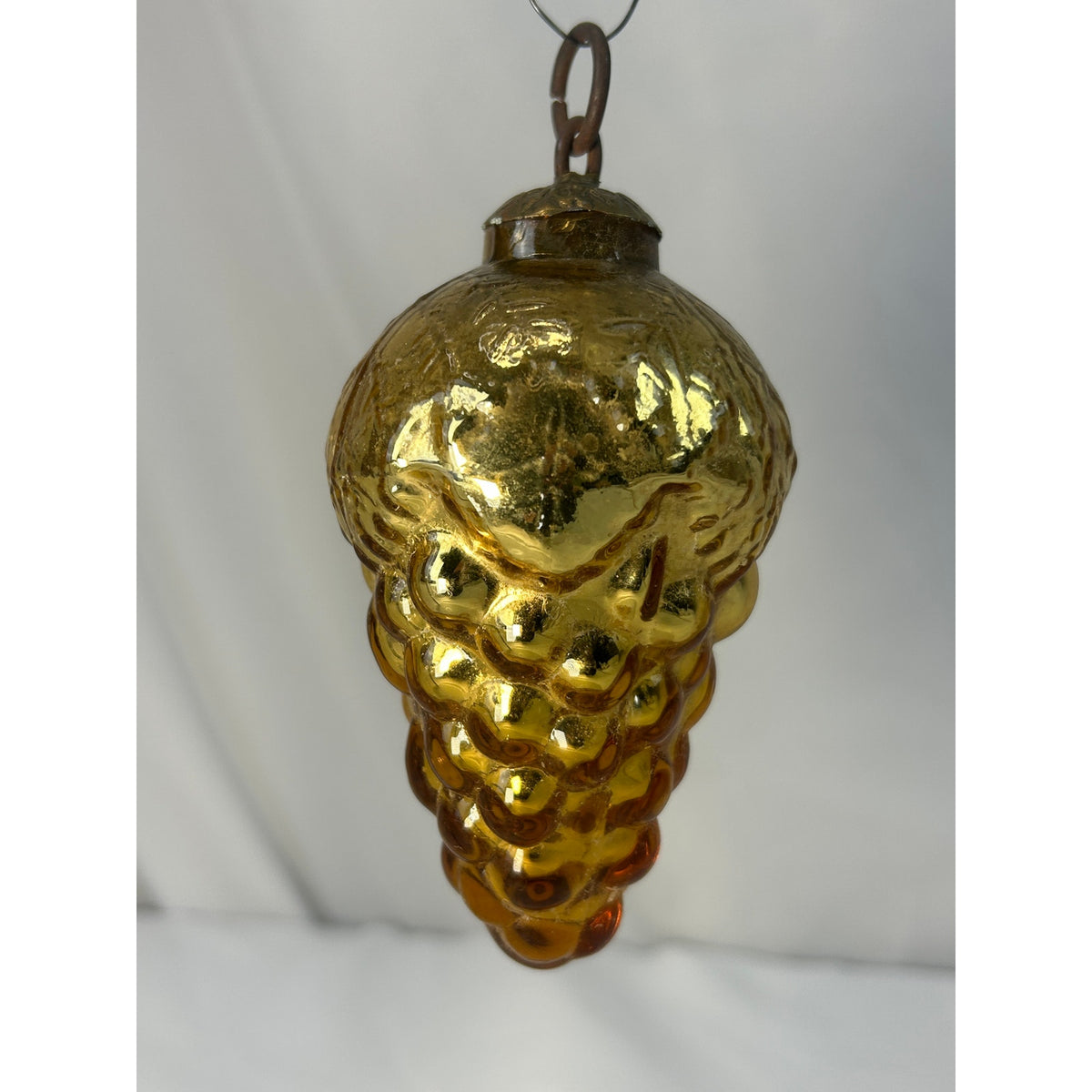 Antique 1800s German Kugel Amber Gold Grape Cluster Christmas Ornament 4"
