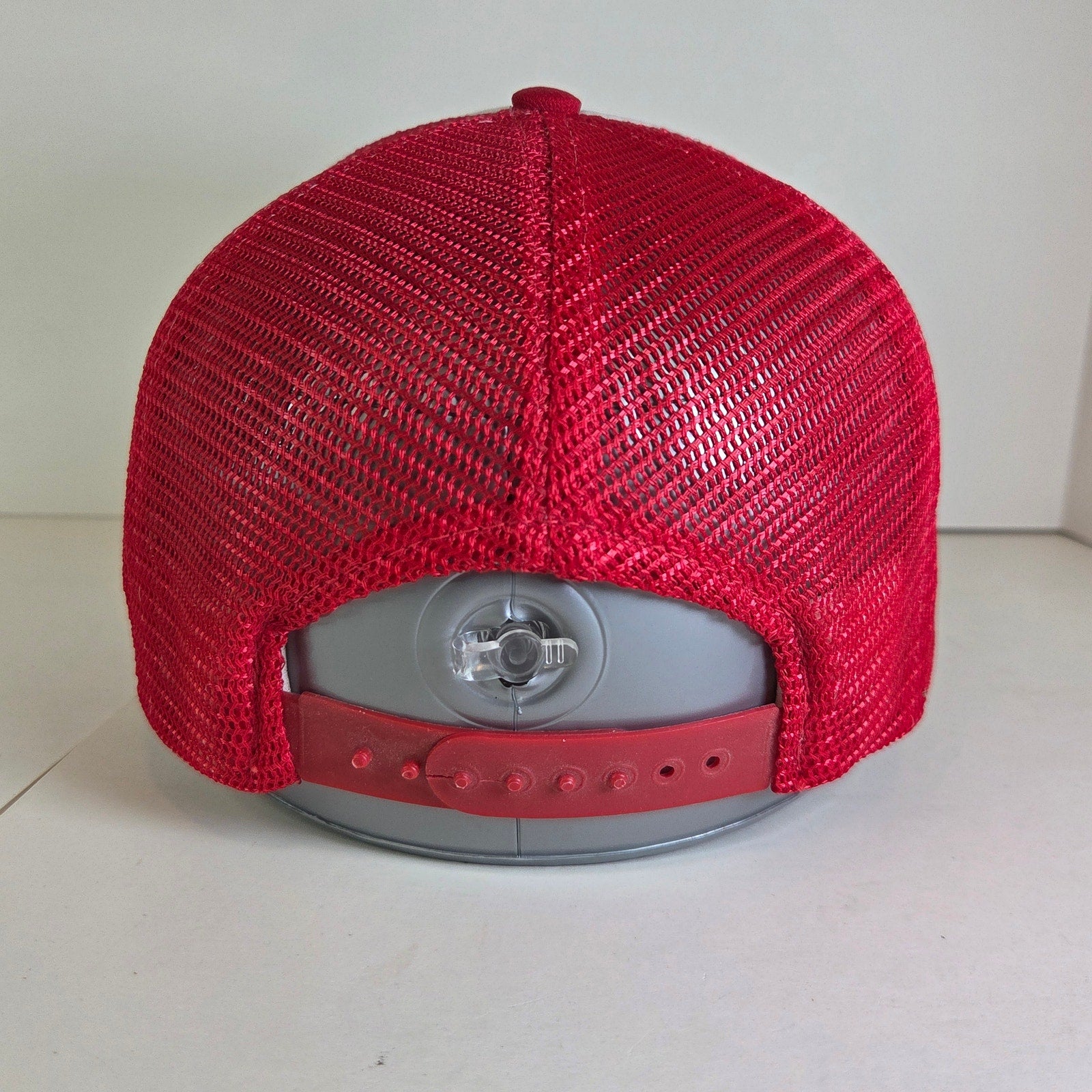 Vintage 80s Trucker Hat Log Gables Webster Wisconsin Snapback Mesh Red White
