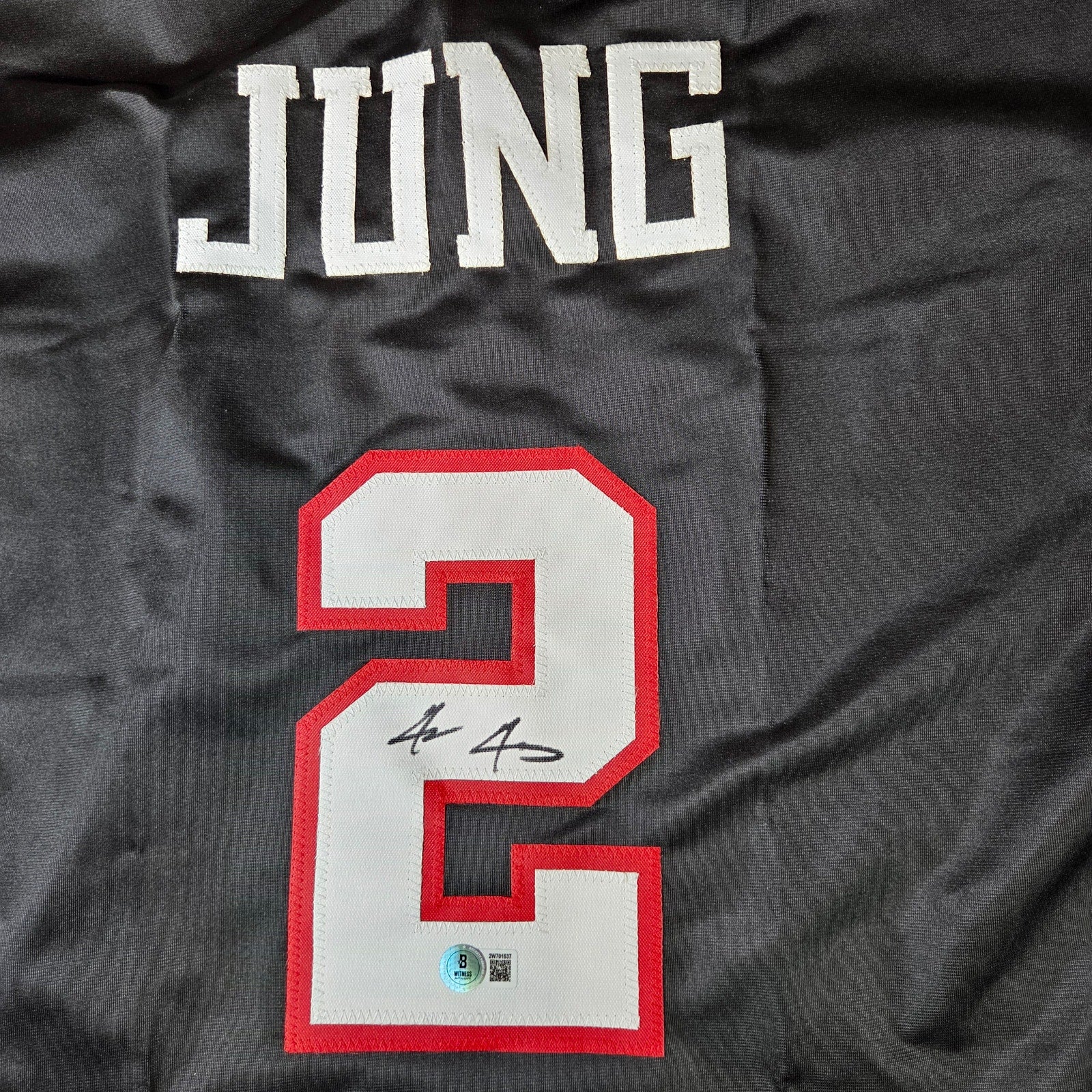 Jace Jung Signed Texas Tech Red Raiders Guns Up Baseball Jersey BAS Witness