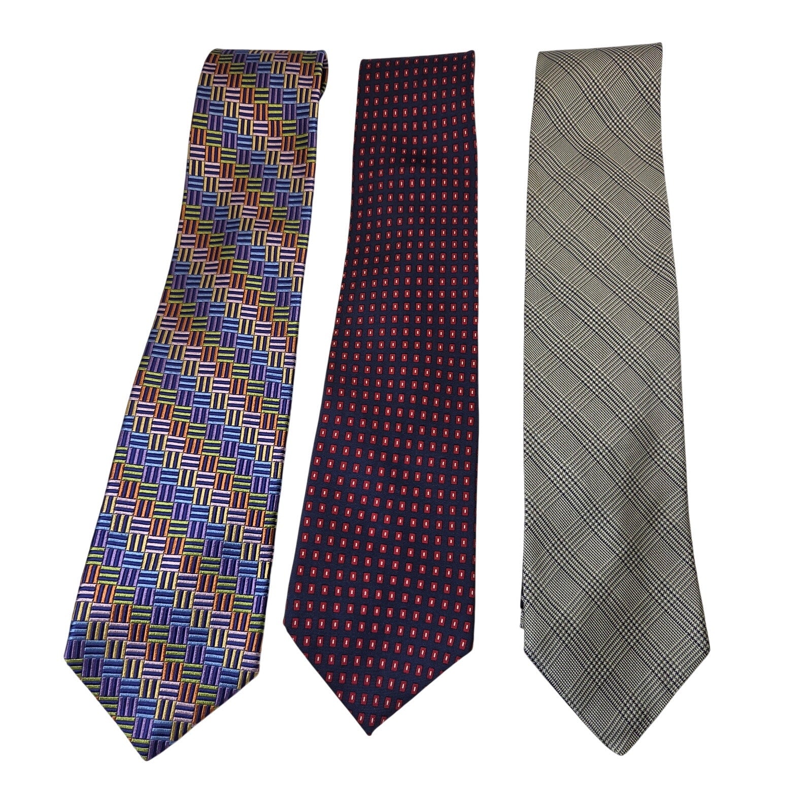 Tommy Hilfiger Silk Tie Lot 3 USA 3.75" Classic Designer Bundle Contrast Tips