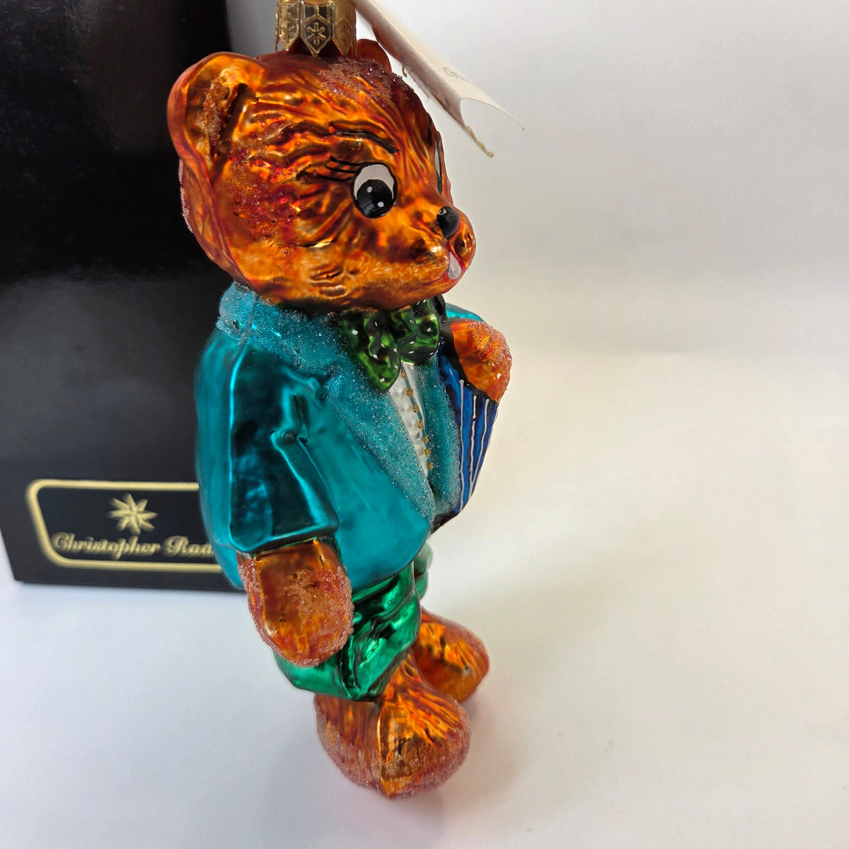 Christopher Radko Uncle Fuzzywuz Bear Glass Christmas Ornament 1998 W Tag