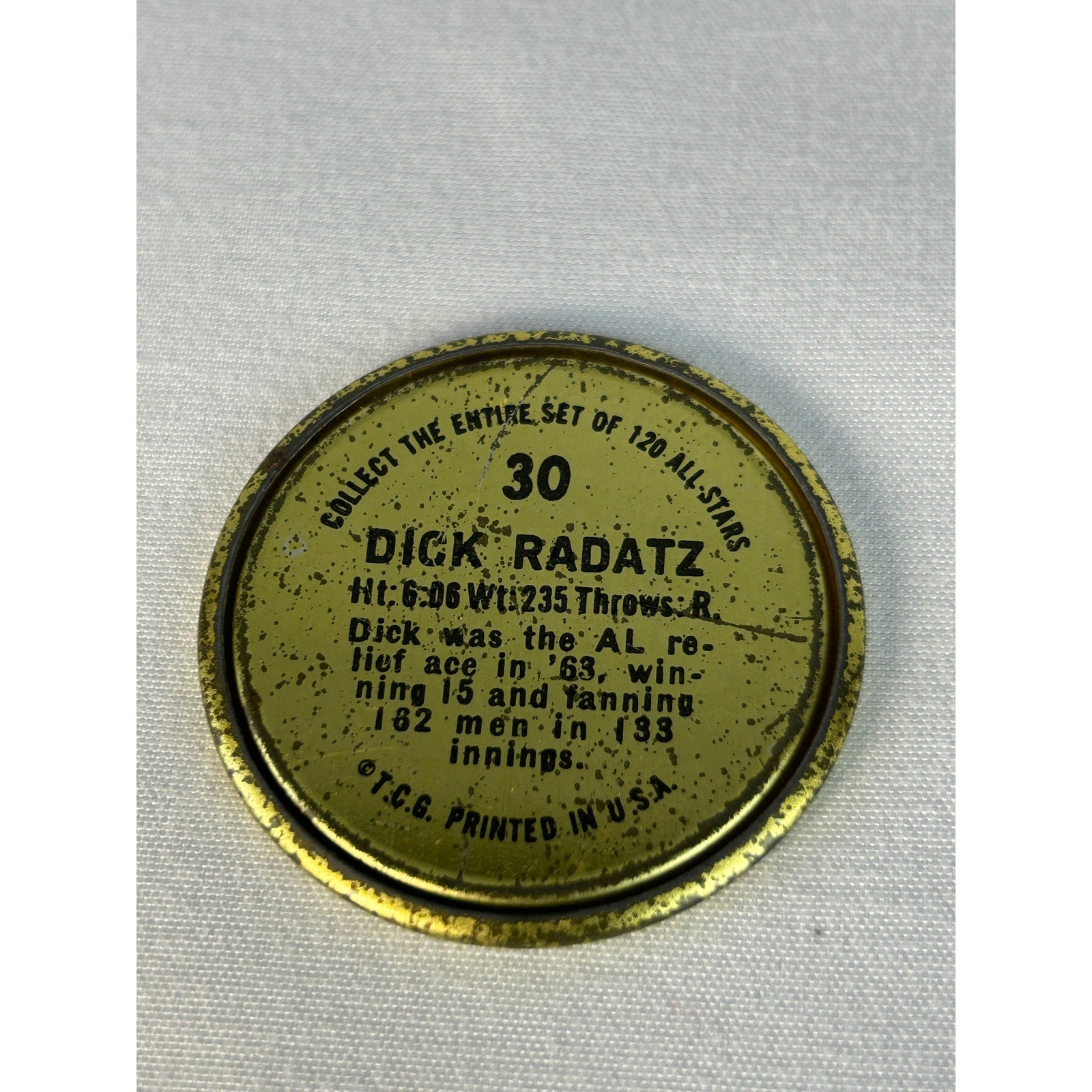 1964 Topps Red Sox Metal Baseball Coins Dick Radatz Bill Monbouquette