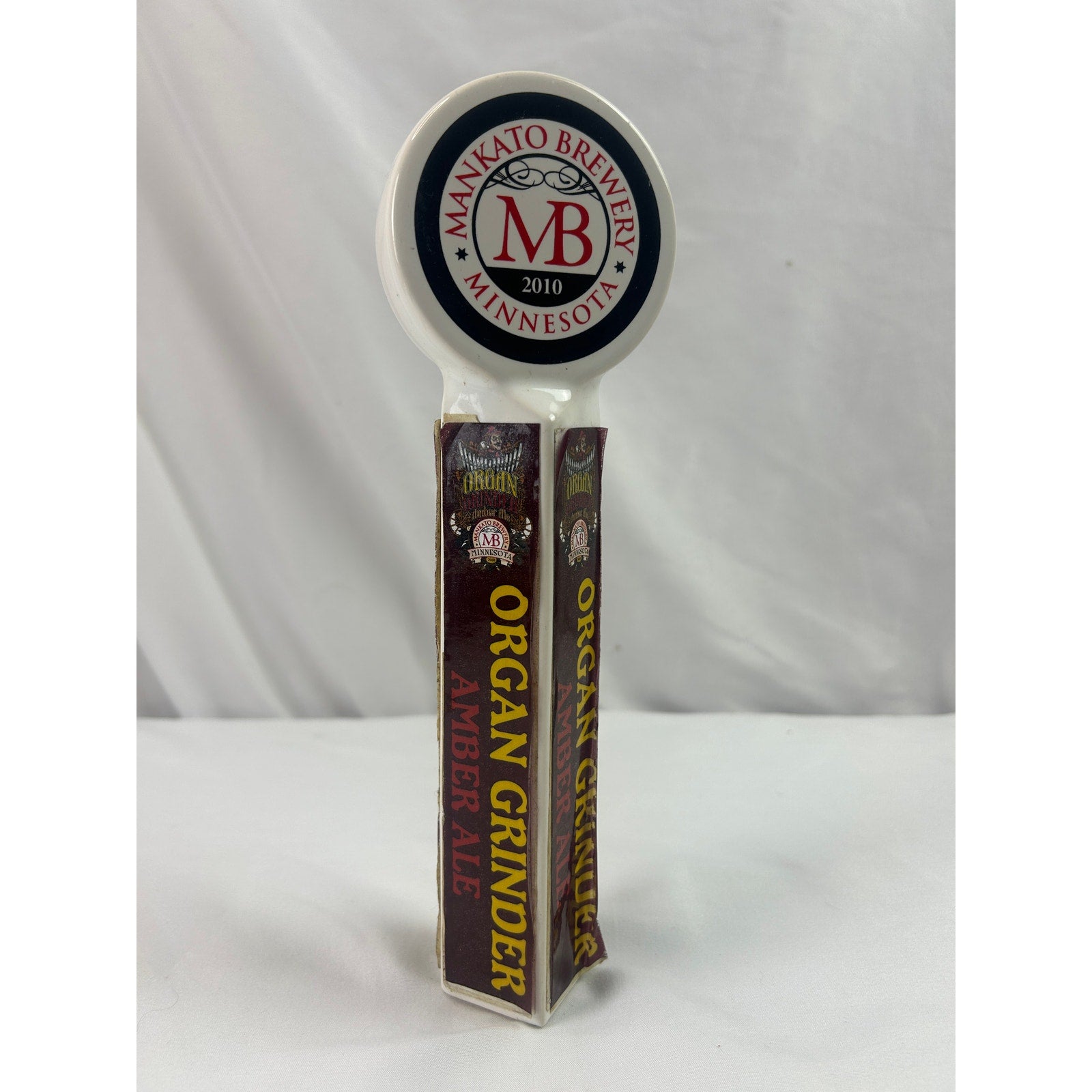 Mankato Brewery Organ Grinder Amber Ale Ceramic Beer Tap Handle Minnesota