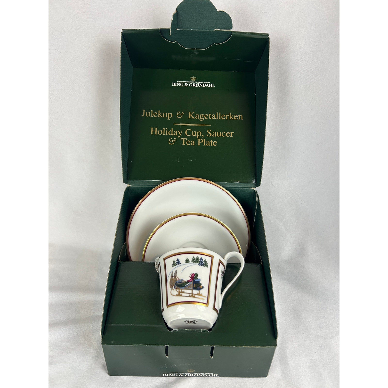 Bing Grondahl 1998 Holiday Collection Cup Saucer Plate Set Denmark Box