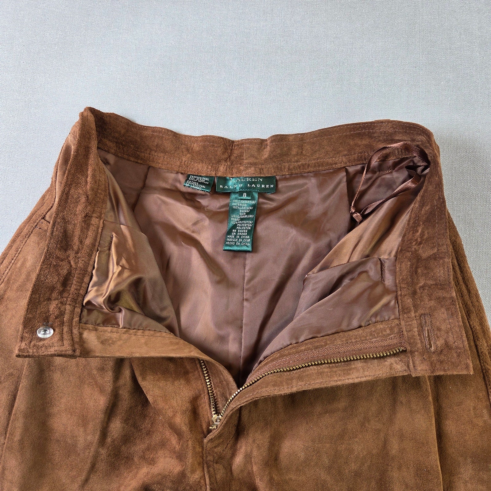 Lauren Ralph Lauren Leather Pants Womens 8 Straight Leg Suede Soft