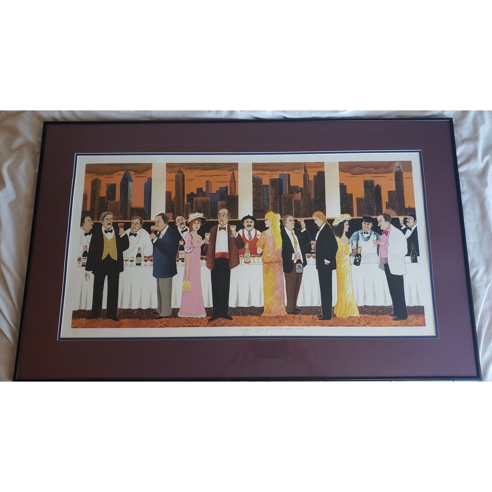 Guy Buffet Signed Wine Tasting Ltd Ed Print 354/500 Framed 26.5" x 43.5"