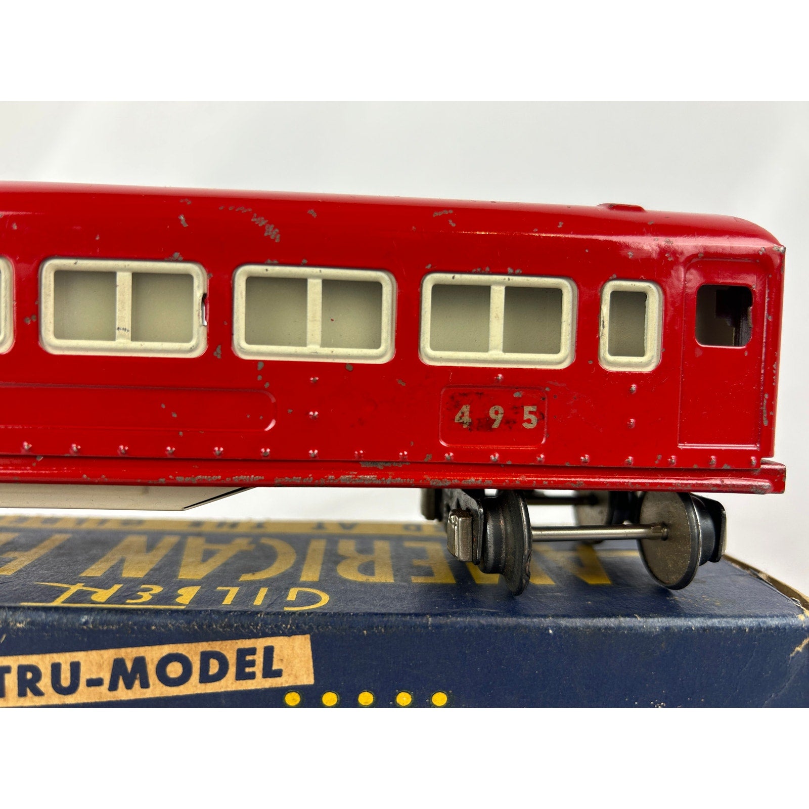 American Flyer 495 Red Passenger Car Prewar 3/16 O Gauge w Box