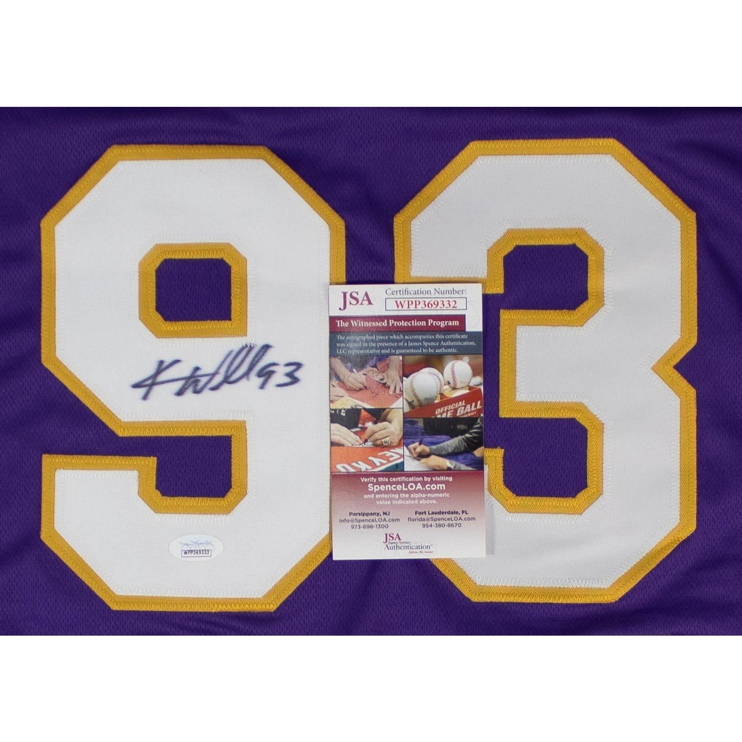 Williams Wall Vikings #93 #94 Kevin Williams Signed Jersey JSA COA XL Purple