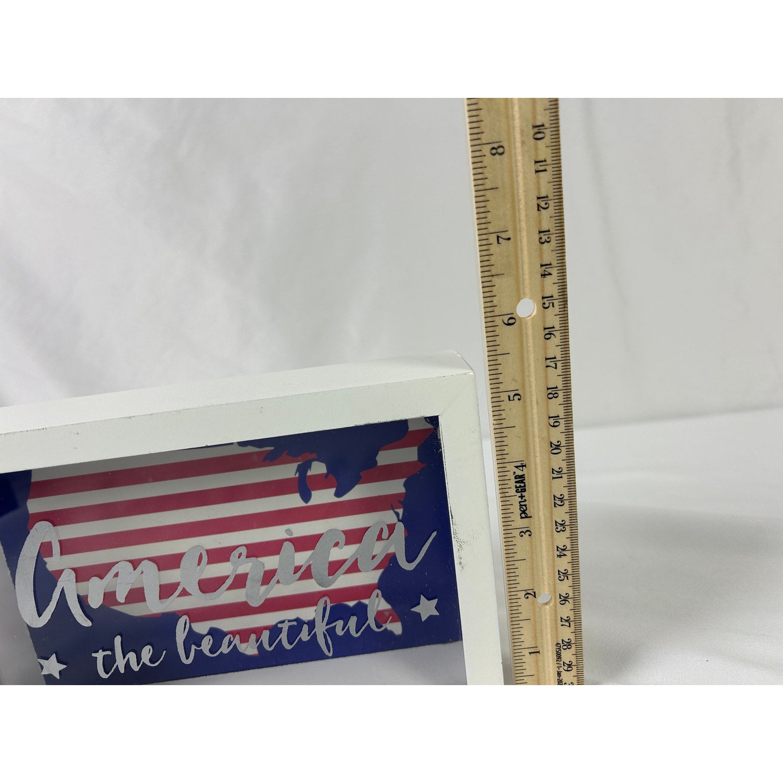America The Beautiful Shadow Box Patriotic USA Flag Wood Sign Decor