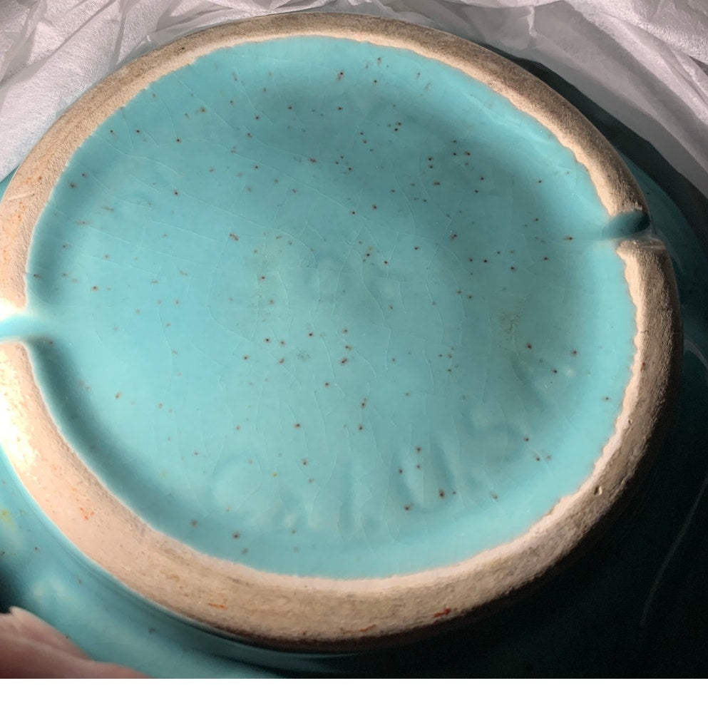 Turquoise Strawberry Covered Bowl Belmar California 310 Style Ceramic Pottery