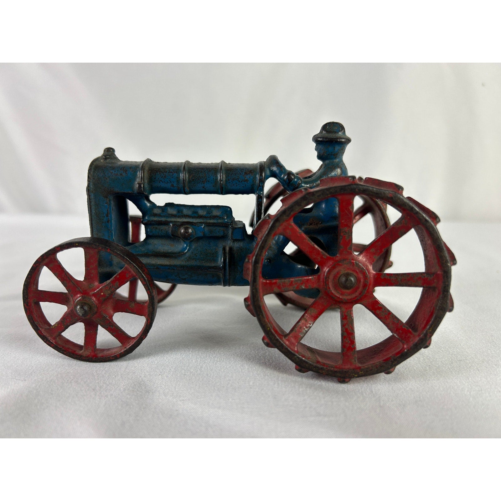 Vintage Arcade Cast Iron Farm Tractor and Plow Toy 1920s Era 11 in