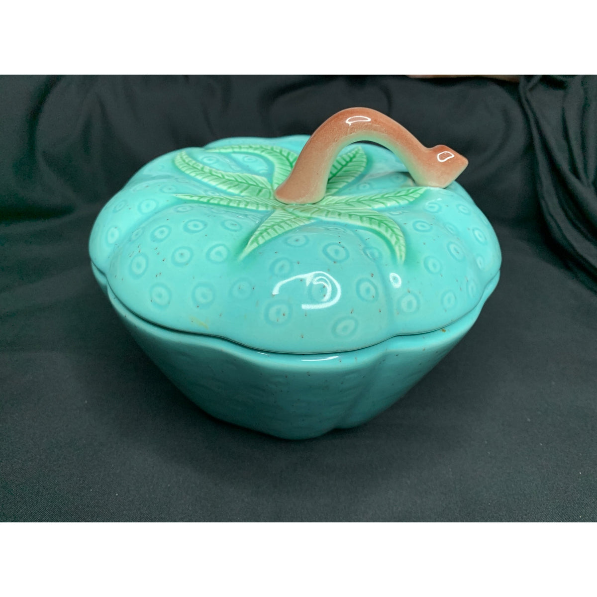 Turquoise Strawberry Covered Bowl Belmar California 310 Style Ceramic Pottery