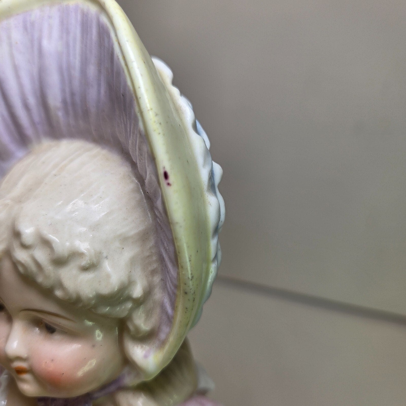 Vintage Bisque Boy & Girl Umbrella Figurines Porcelain 10-11" Pair Collectible