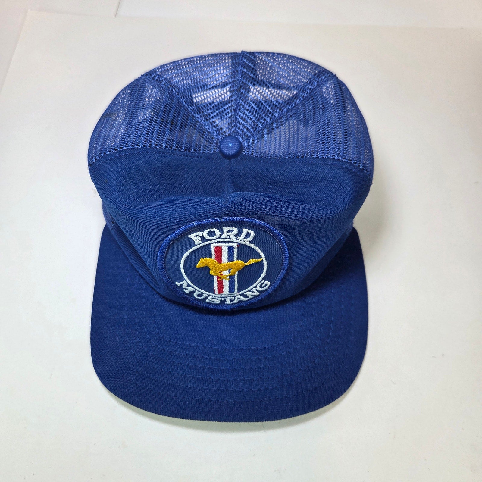 Vintage New Era Ford Mustang Mesh Trucker Snapback Hat USA Made S/M