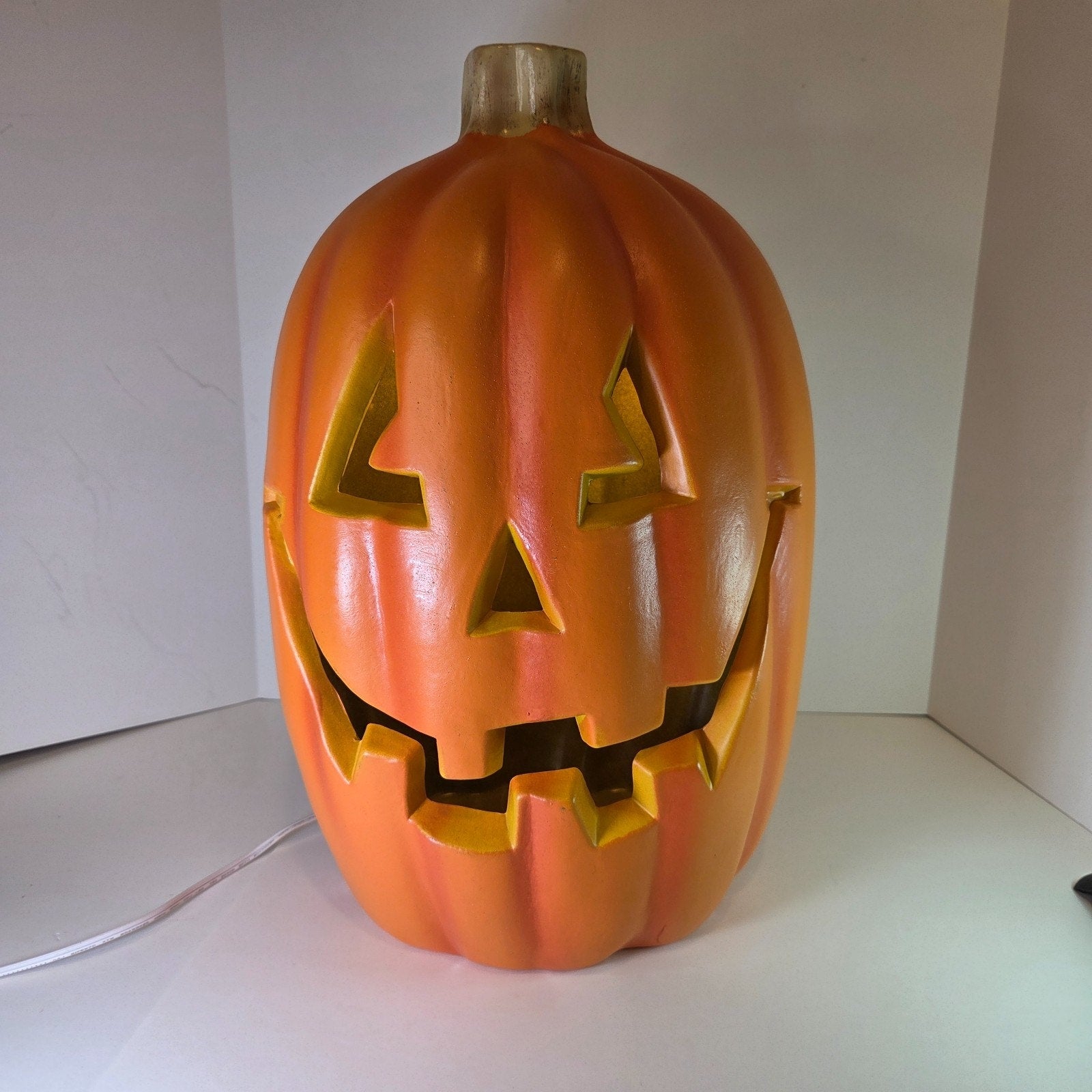 Vintage Light-Up Jack-O'-Lantern Pumpkin Blow Mold Halloween Decor 16.5"