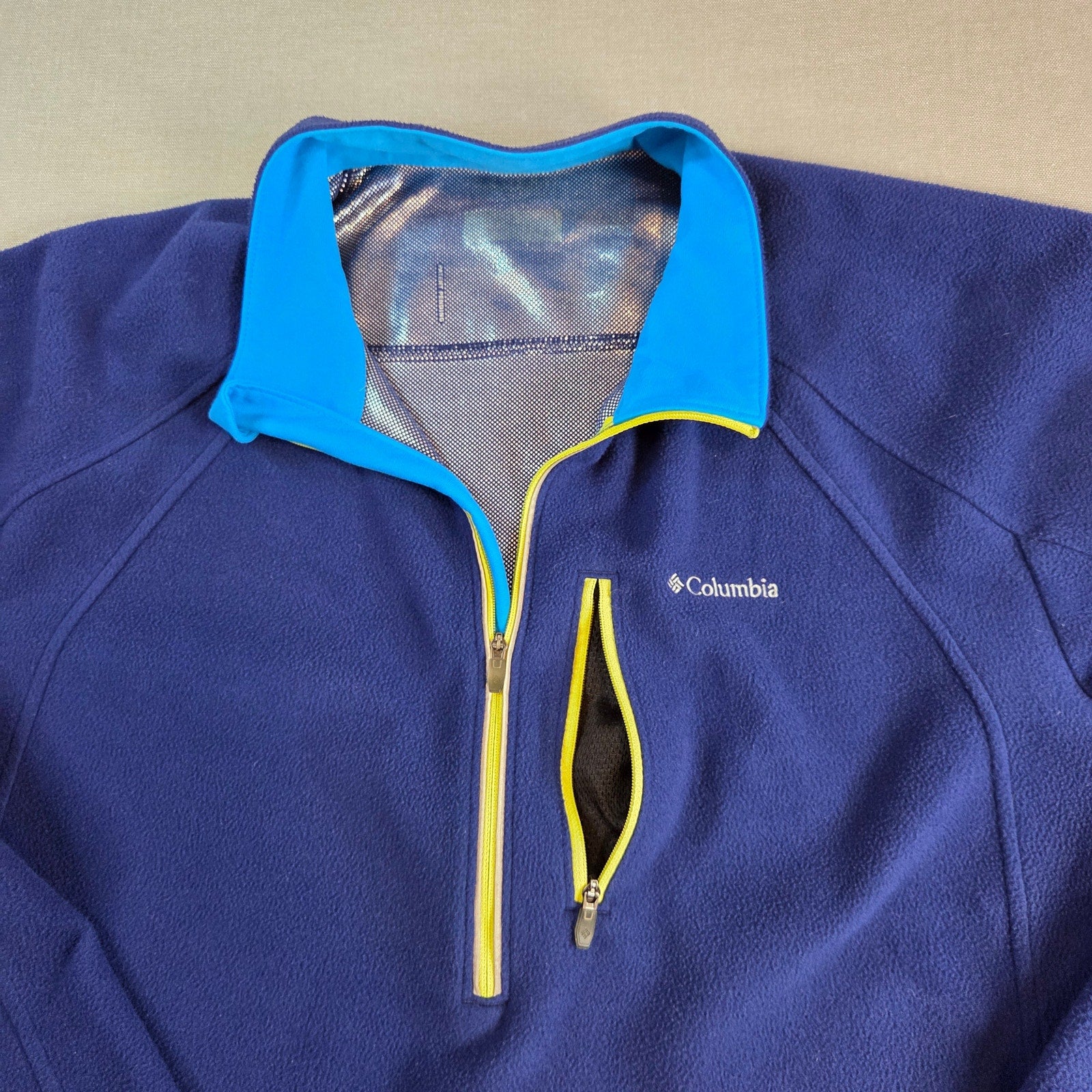 Columbia Omni-Heat 1/4 Zip Pullover Blue Mens Large Approx No Size Tag