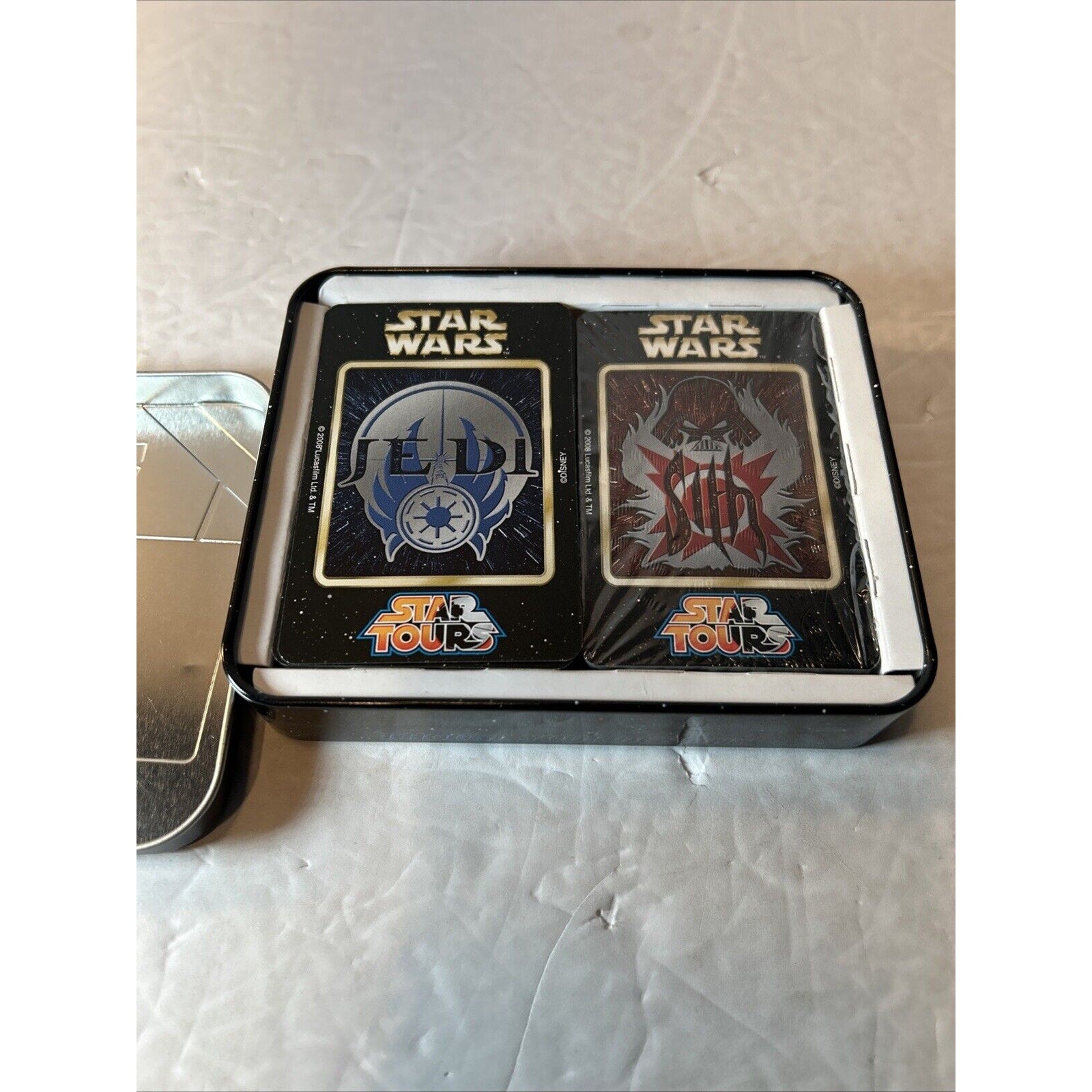DISNEY 2008 Star Wars Star Tours Dual Deck Playing Cards In Collectible Tin