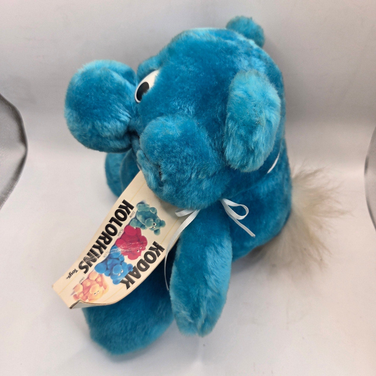 Vintage 1989 Kodak Kolorkins Click Blue Plush Toy 10” Stuffed Animal Korea