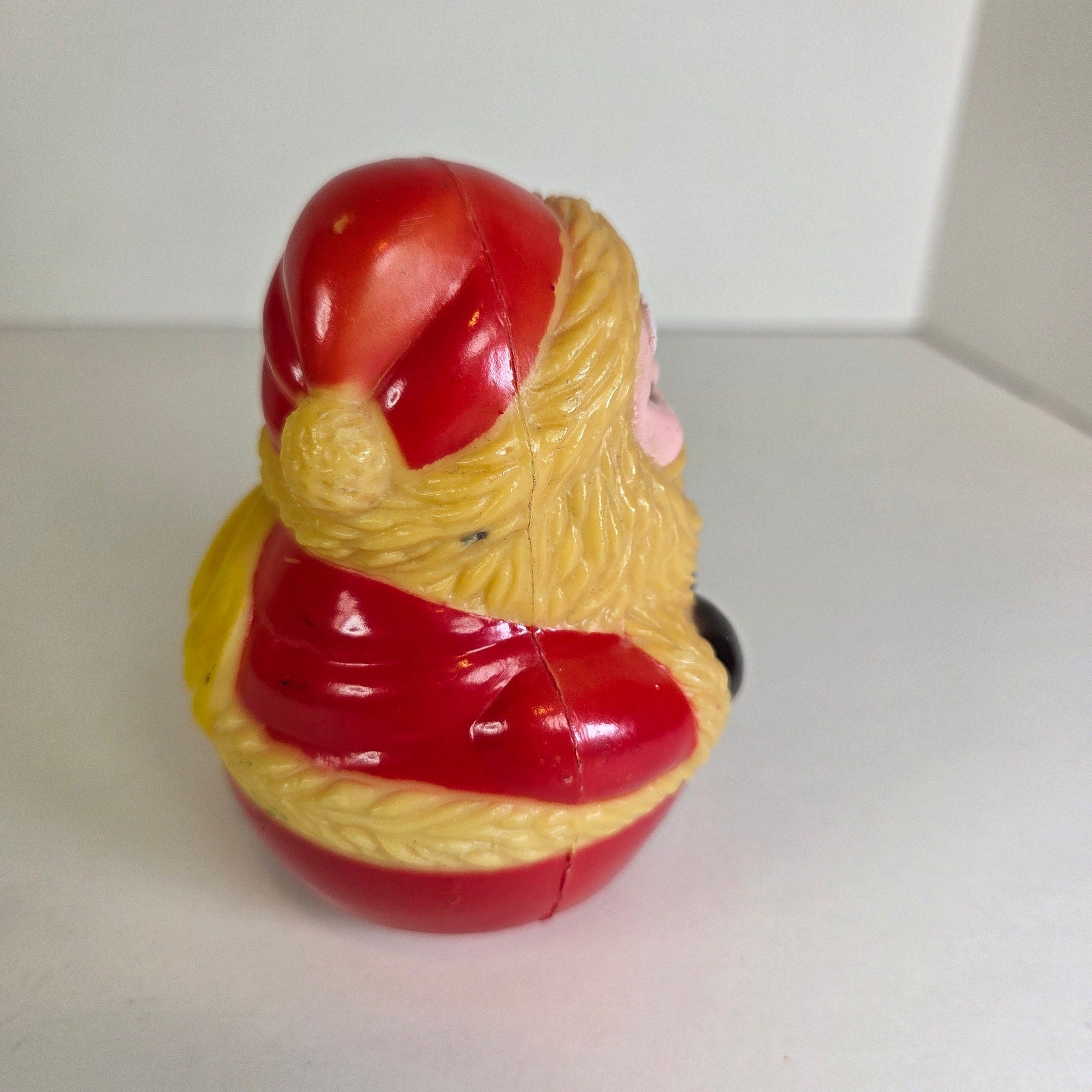 Vintage Santa Claus Roly Poly Toy – Retro Plastic Wobble Figure 5" Tall 1970s